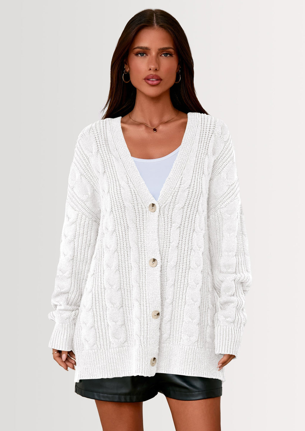 Women's Cable Knit Sweaters Fall Oversized Chunky Open Front Long Sleeve Cardigan Winter Coats