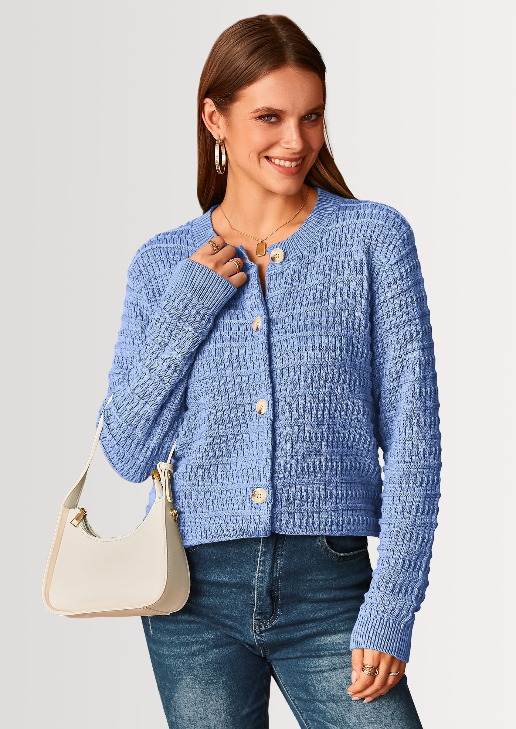 Women's Knit Cardigan Sweaters Casual Long Sleeve Open Front Button Down Trendy Jackets Outerwear