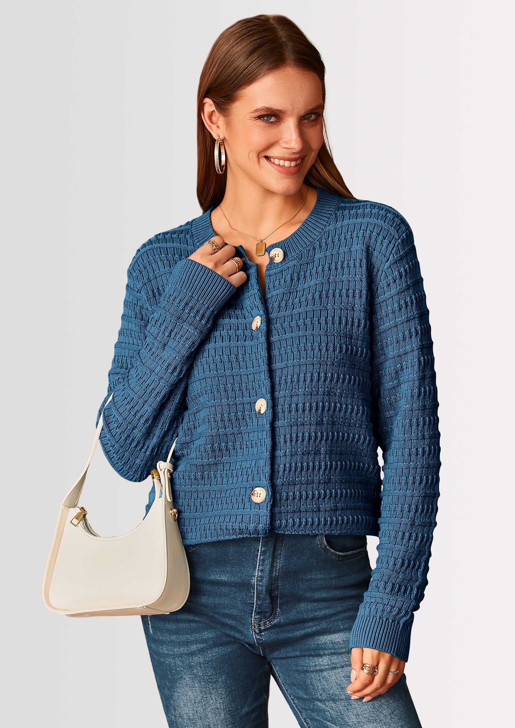 Women's Knit Cardigan Sweaters Casual Long Sleeve Open Front Button Down Trendy Jackets Outerwear