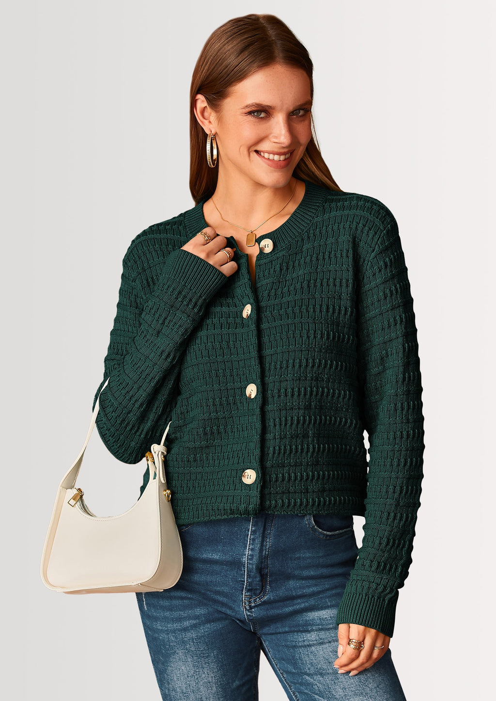 Women's Knit Cardigan Sweaters Casual Long Sleeve Open Front Button Down Trendy Jackets Outerwear