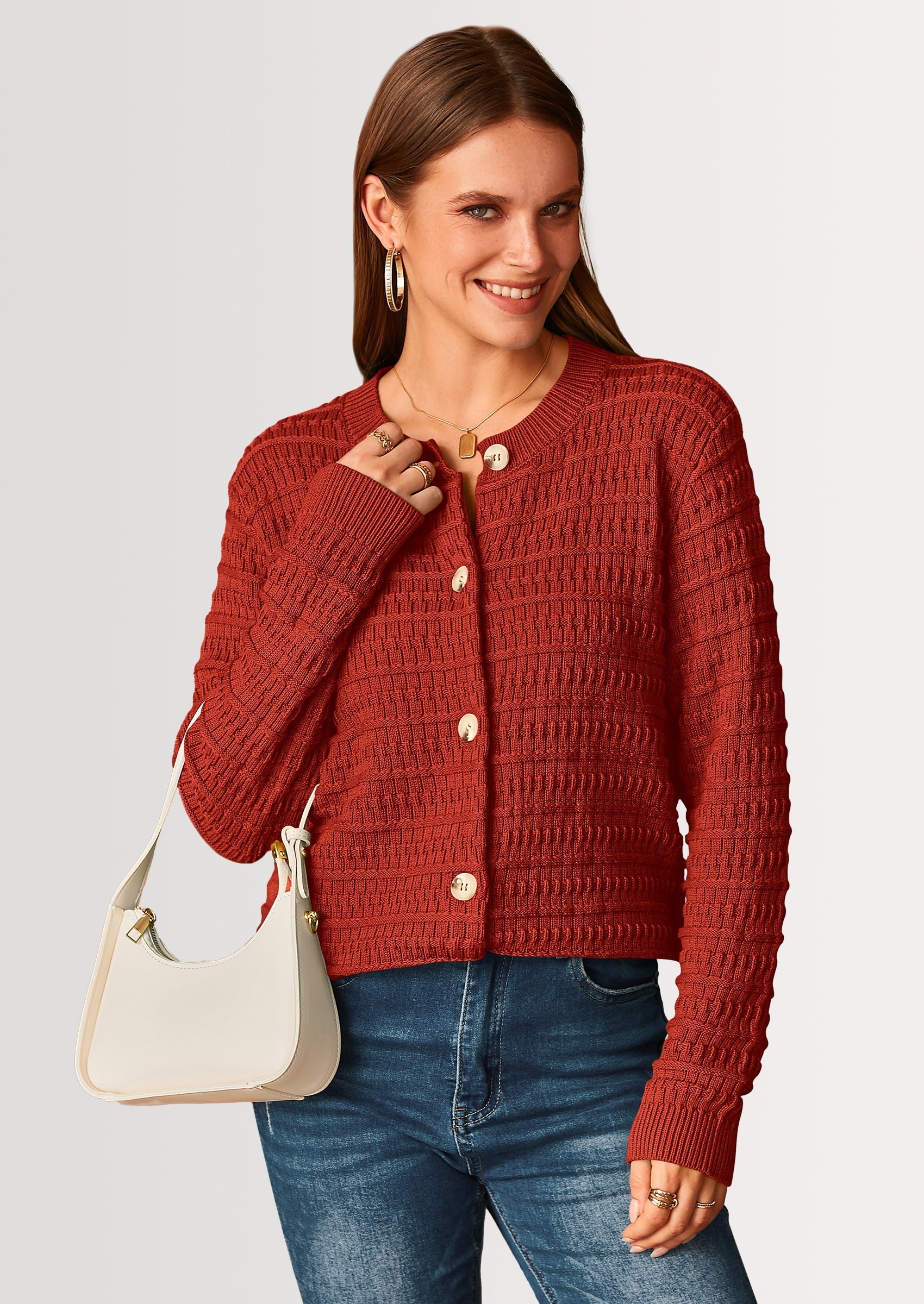 Women's Knit Cardigan Sweaters Casual Long Sleeve Open Front Button Down Trendy Jackets Outerwear