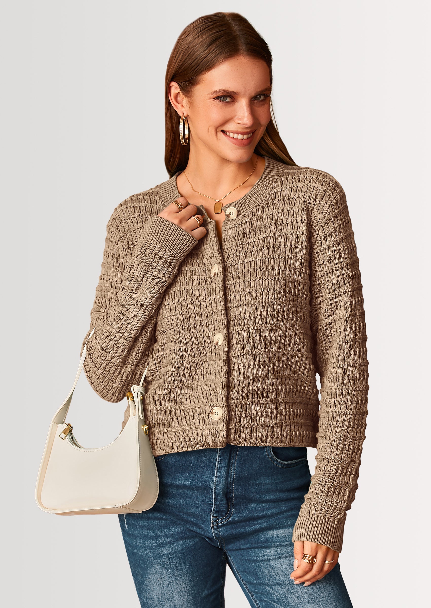 Women's Knit Cardigan Sweaters Casual Long Sleeve Open Front Button Down Trendy Jackets Outerwear