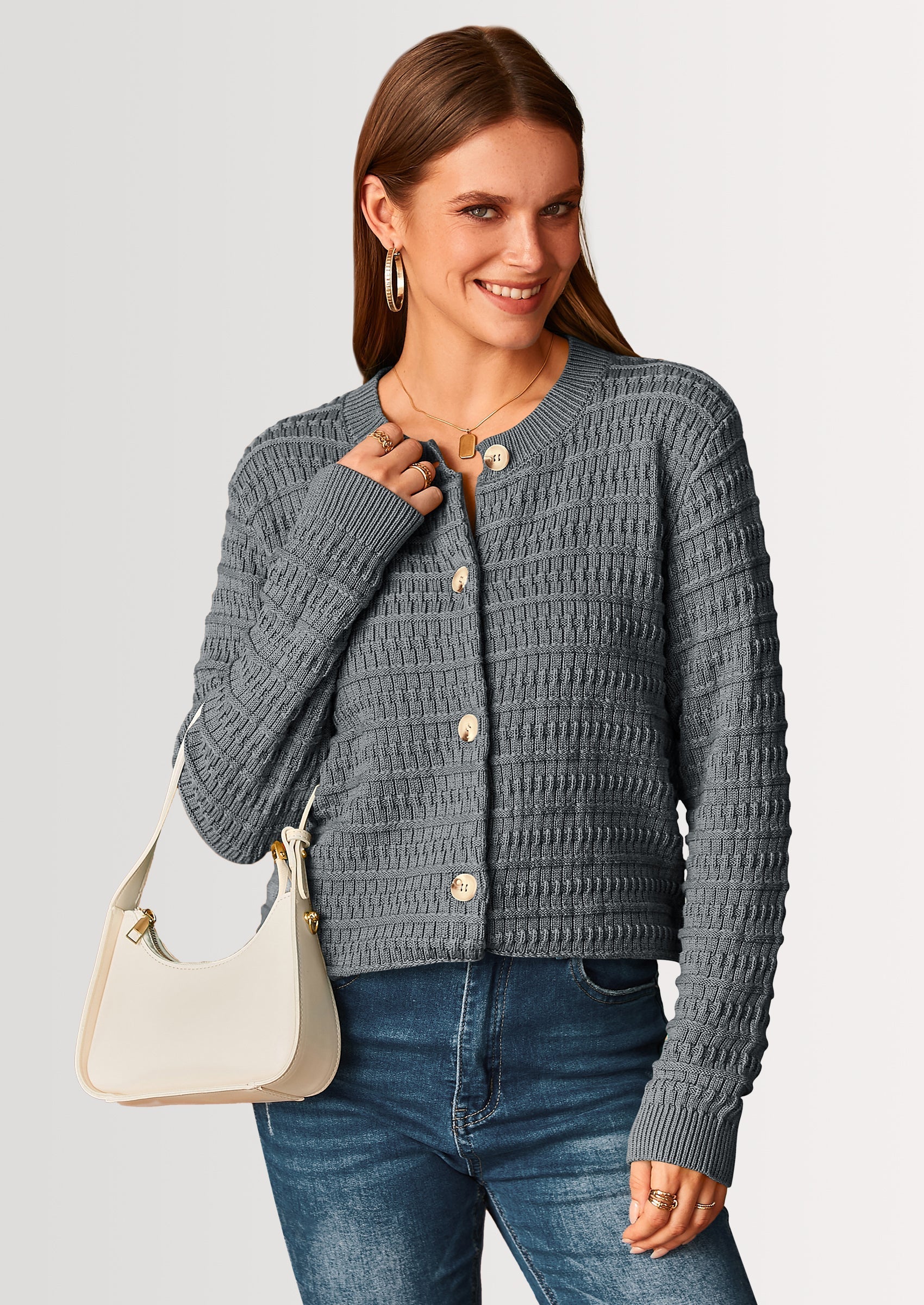 Women's Knit Cardigan Sweaters Casual Long Sleeve Open Front Button Down Trendy Jackets Outerwear