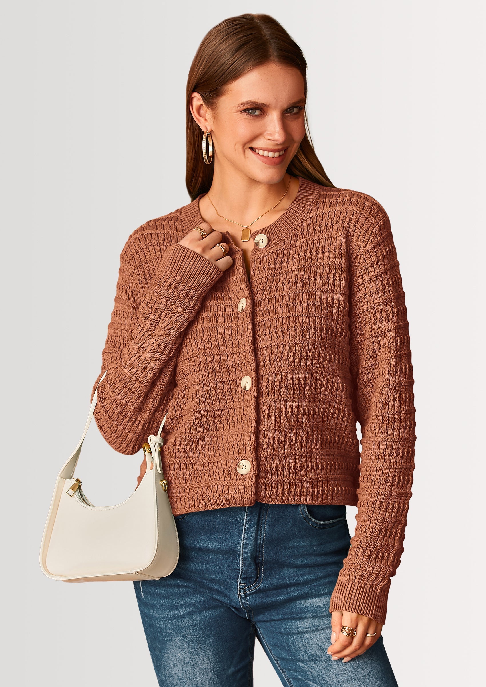 Women's Knit Cardigan Sweaters Casual Long Sleeve Open Front Button Down Trendy Jackets Outerwear