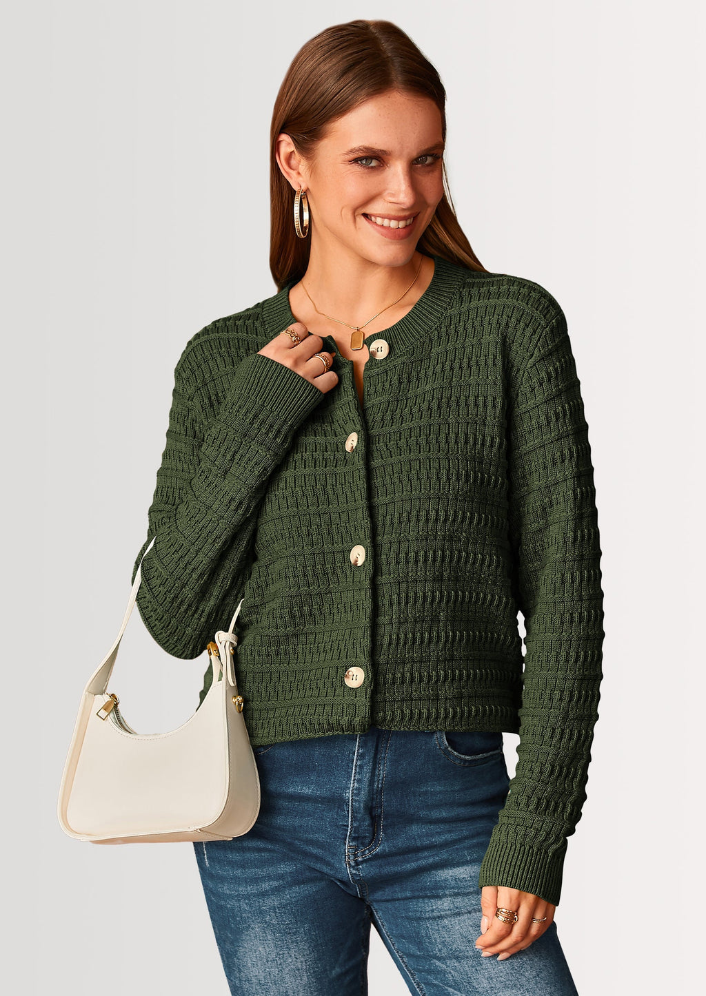 Women's Knit Cardigan Sweaters Casual Long Sleeve Open Front Button Down Trendy Jackets Outerwear