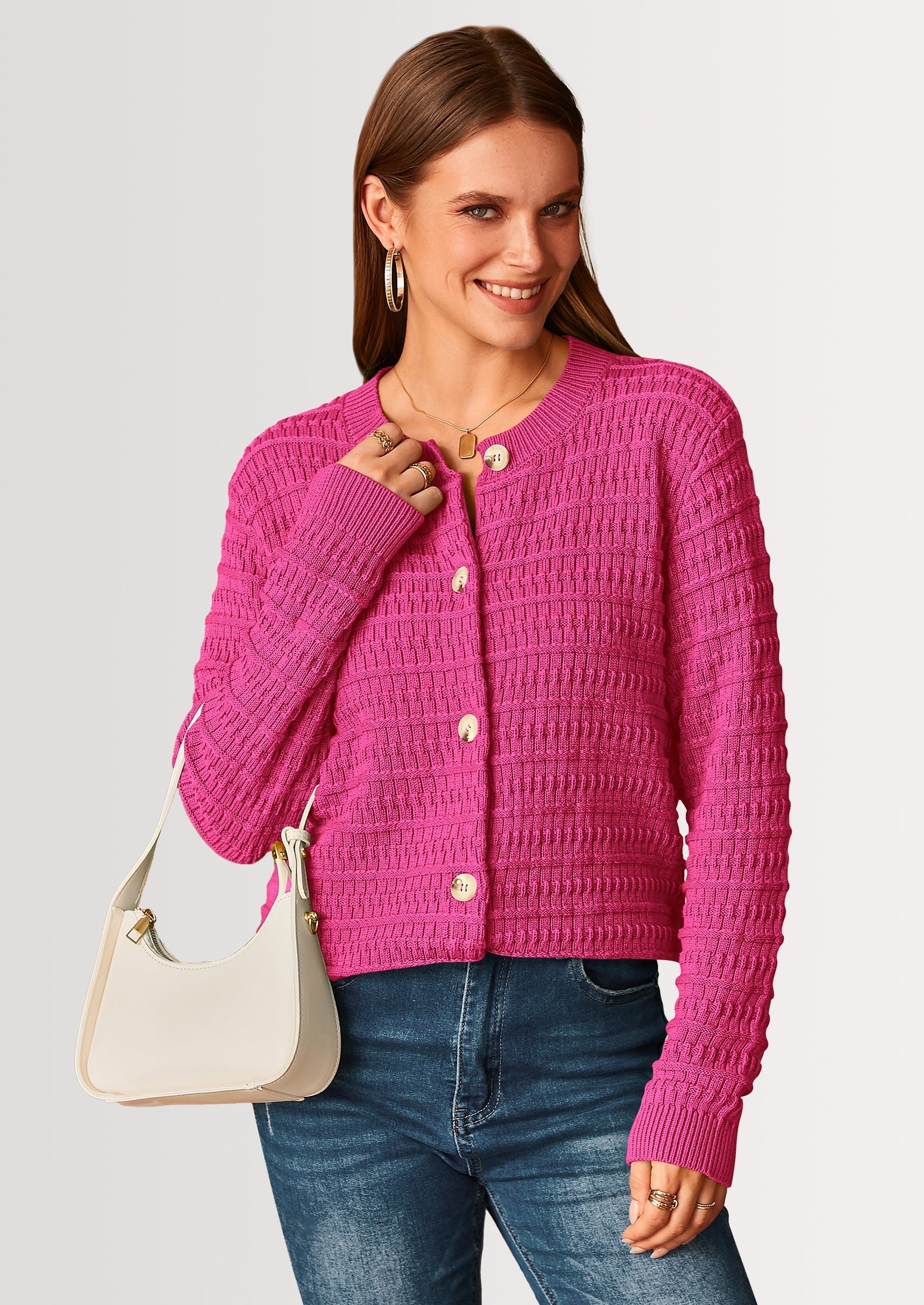 Women's Knit Cardigan Sweaters Casual Long Sleeve Open Front Button Down Trendy Jackets Outerwear