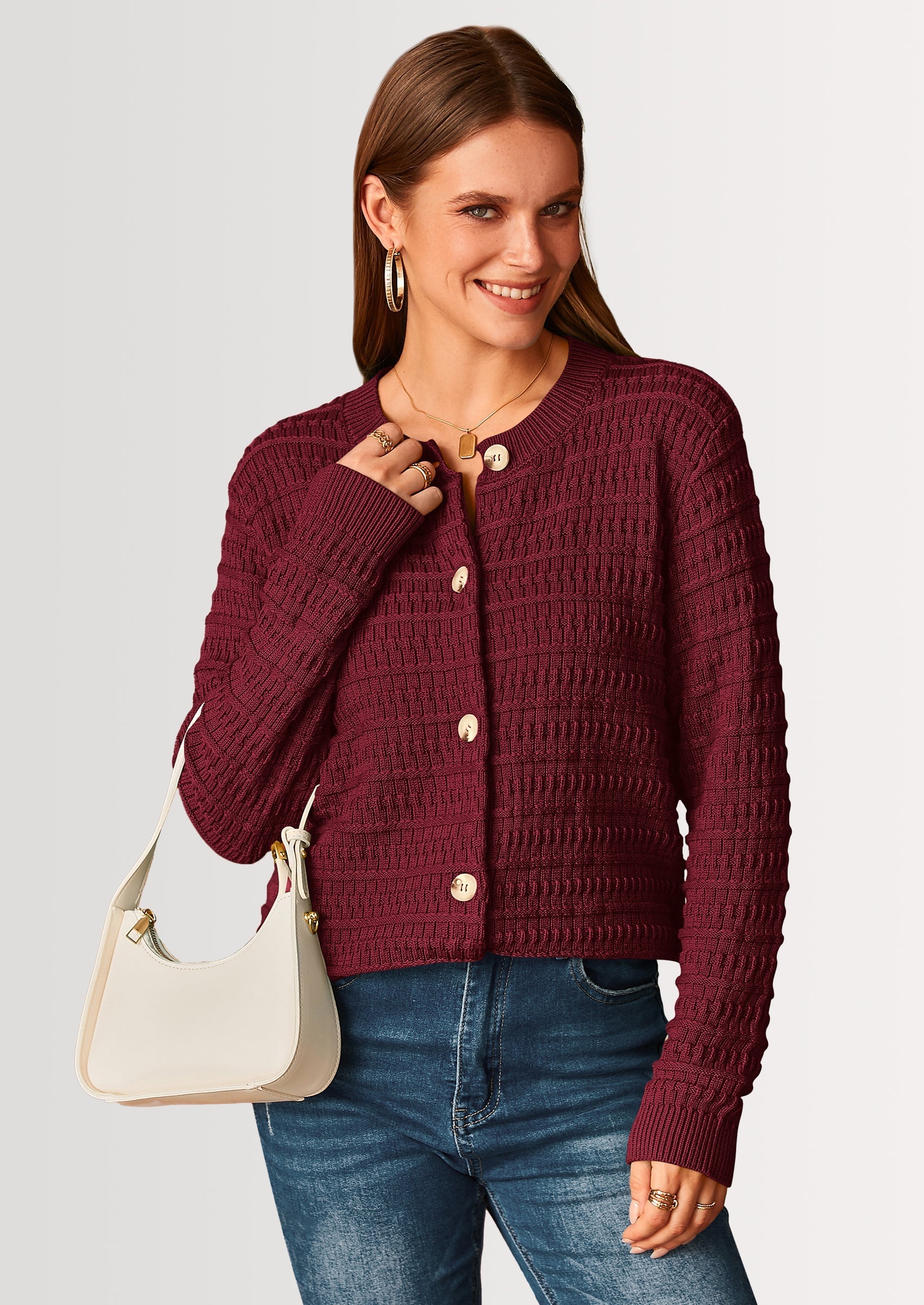 Women's Knit Cardigan Sweaters Casual Long Sleeve Open Front Button Down Trendy Jackets Outerwear