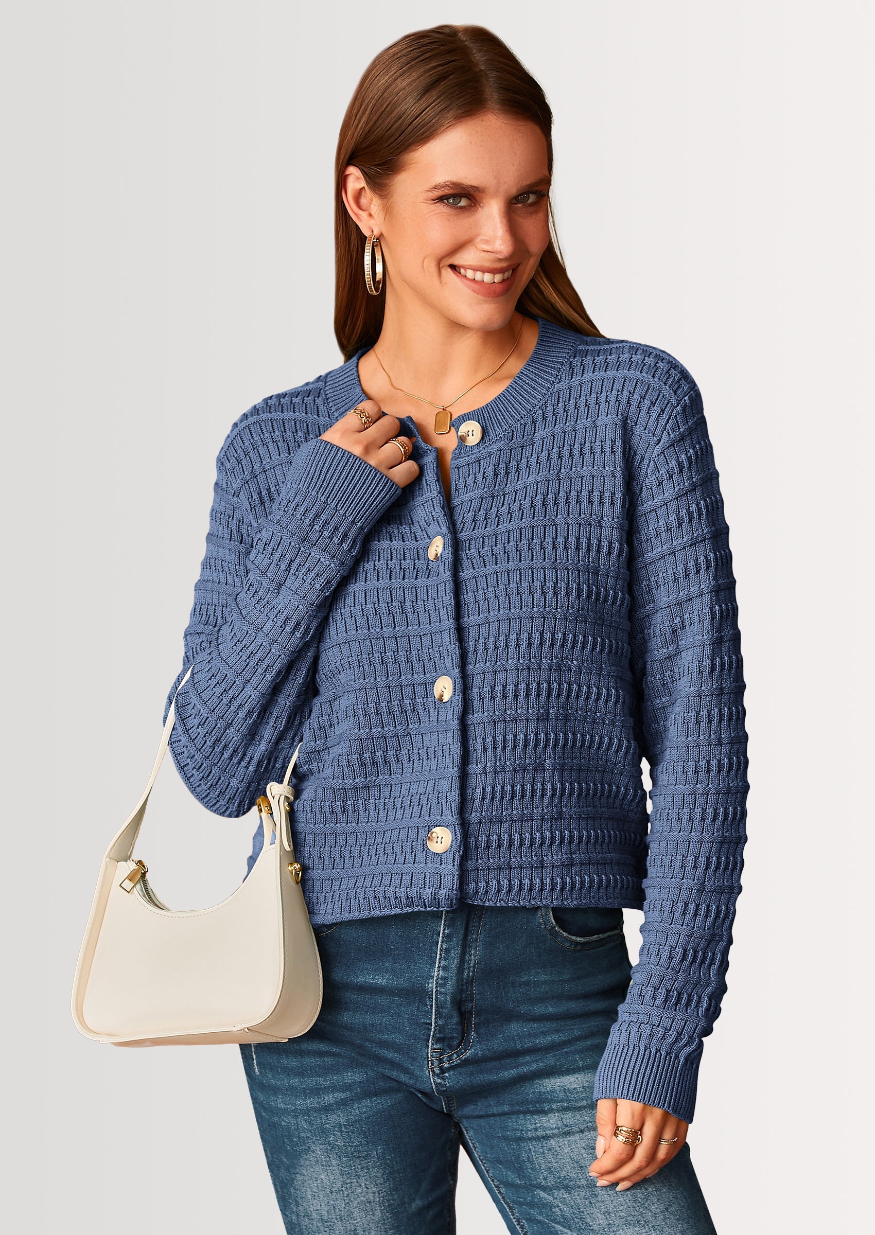 Women's Knit Cardigan Sweaters Casual Long Sleeve Open Front Button Down Trendy Jackets Outerwear