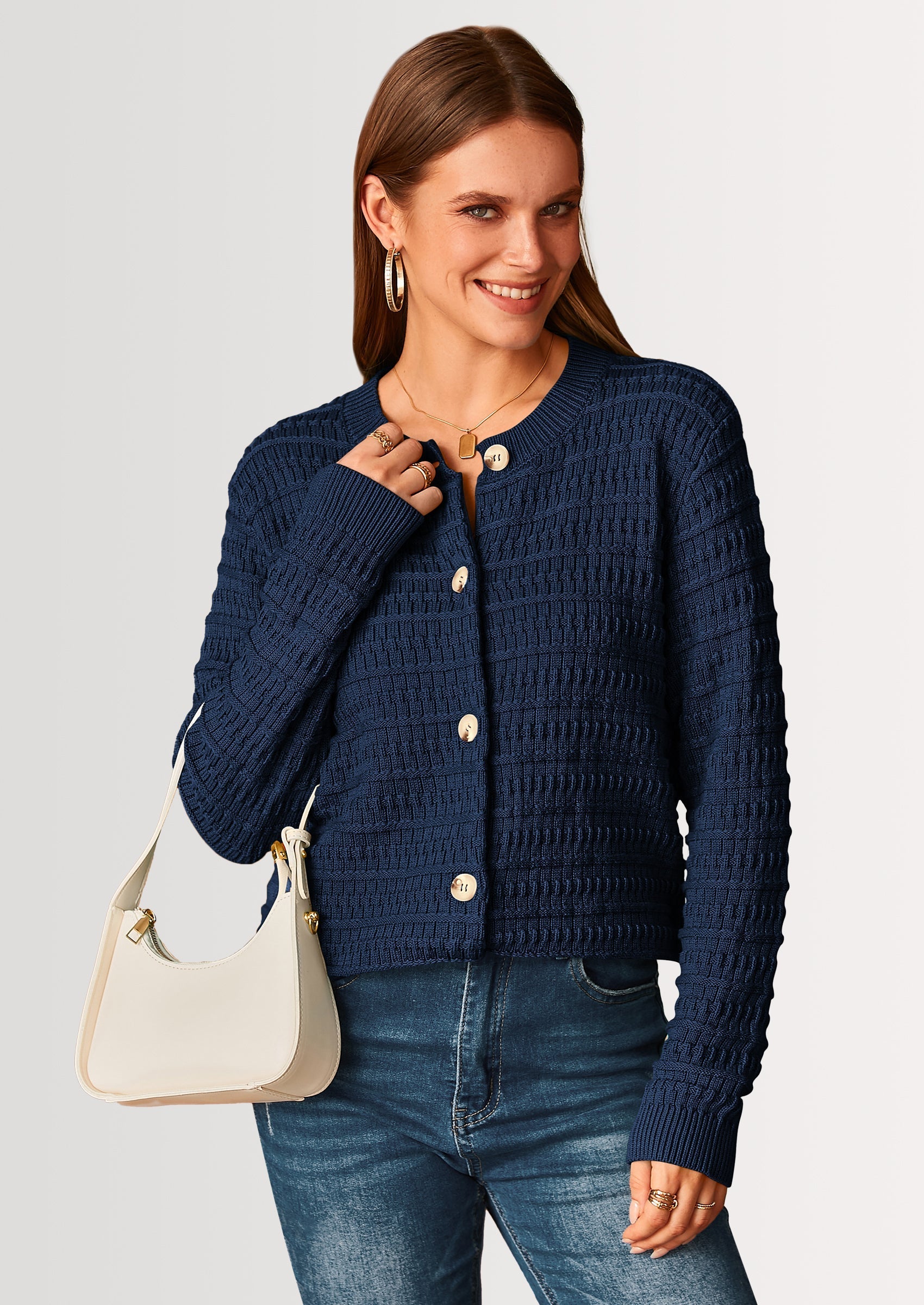 Women's Knit Cardigan Sweaters Casual Long Sleeve Open Front Button Down Trendy Jackets Outerwear