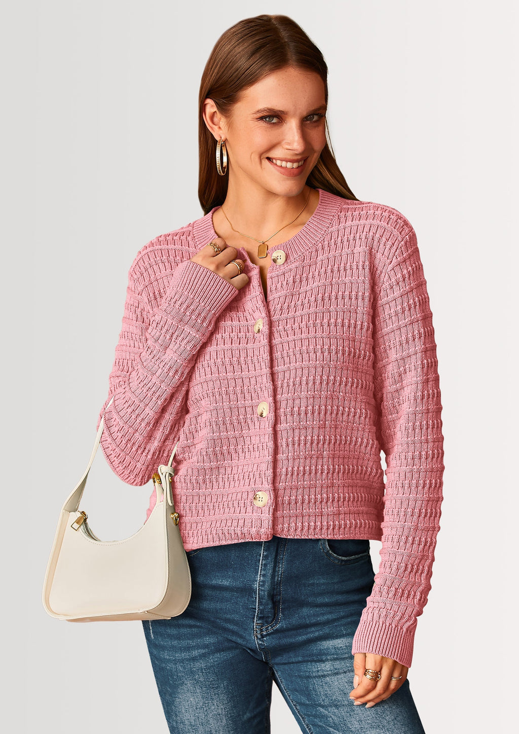 Women's Knit Cardigan Sweaters Casual Long Sleeve Open Front Button Down Trendy Jackets Outerwear