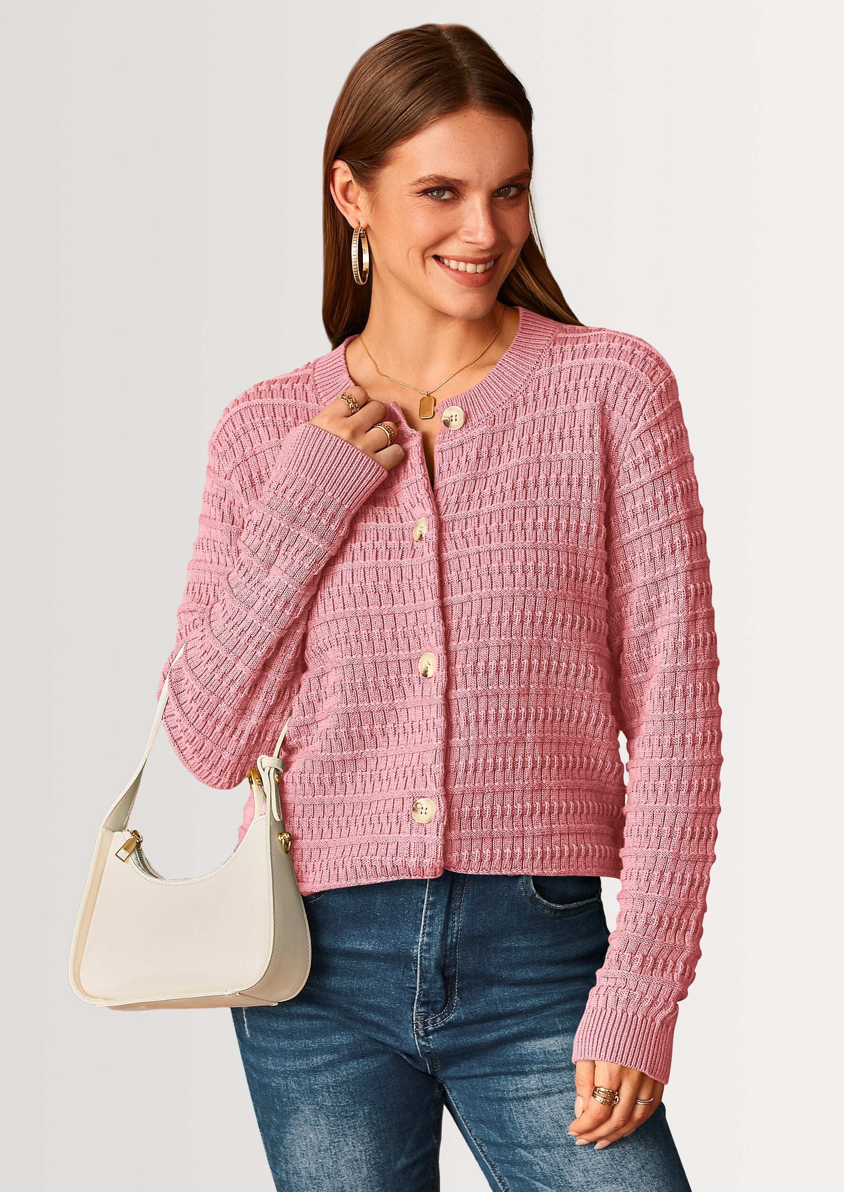 Women's Knit Cardigan Sweaters Casual Long Sleeve Open Front Button Down Trendy Jackets Outerwear