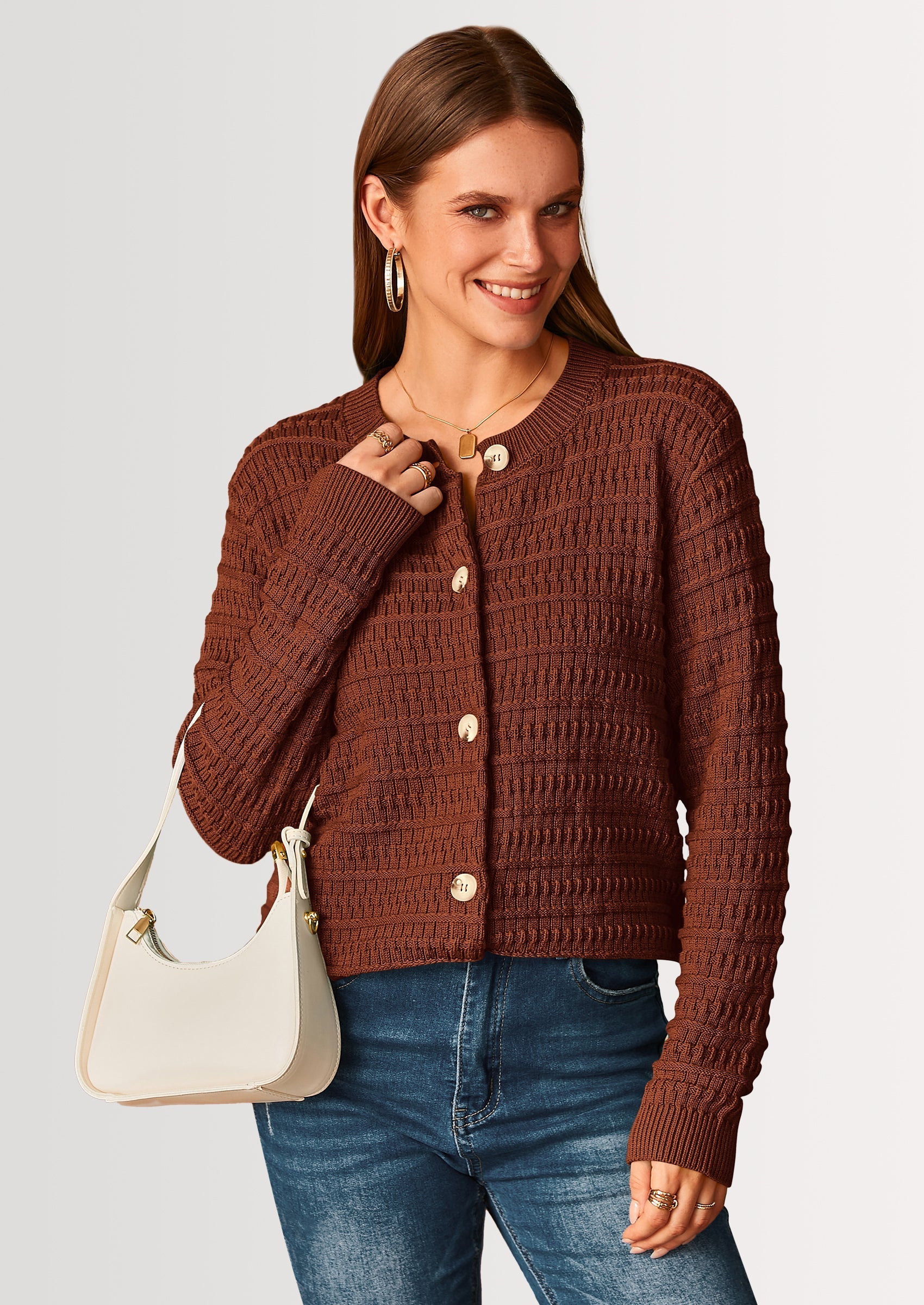 Women's Knit Cardigan Sweaters Casual Long Sleeve Open Front Button Down Trendy Jackets Outerwear