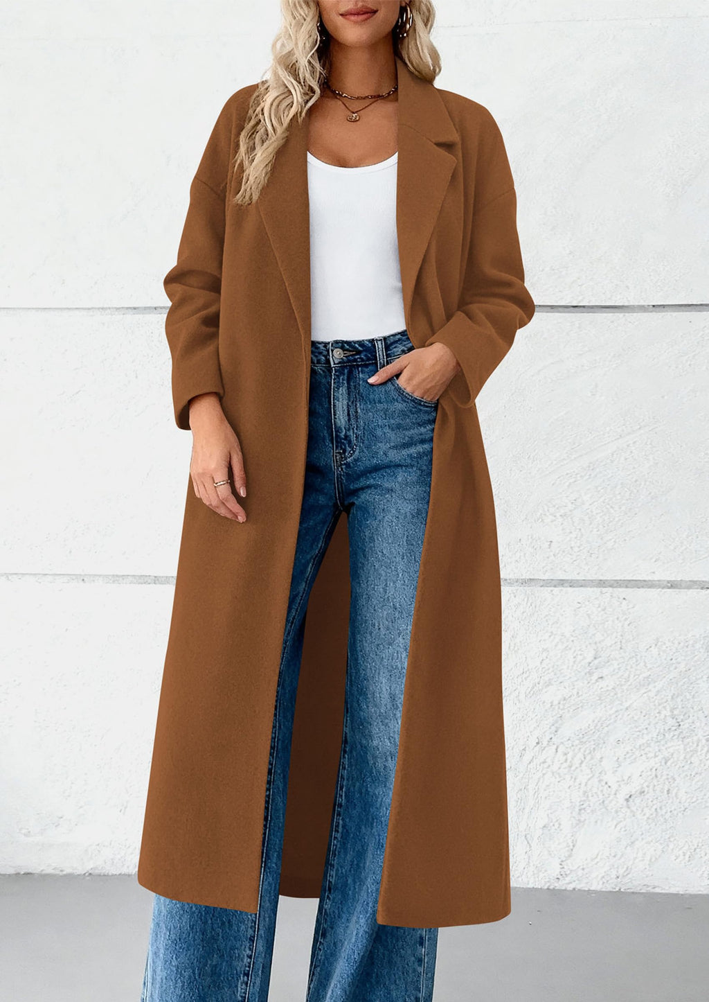 Womens Winter Coats Trendy Long Sleeve Notch Lapel Button Long Jackets Casual Oversized Vacation Outfits