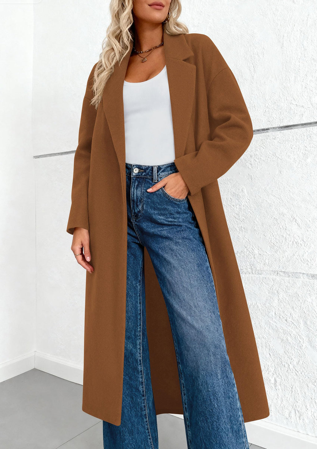 Womens Winter Coats Trendy Long Sleeve Notch Lapel Button Long Jackets Casual Oversized Vacation Outfits