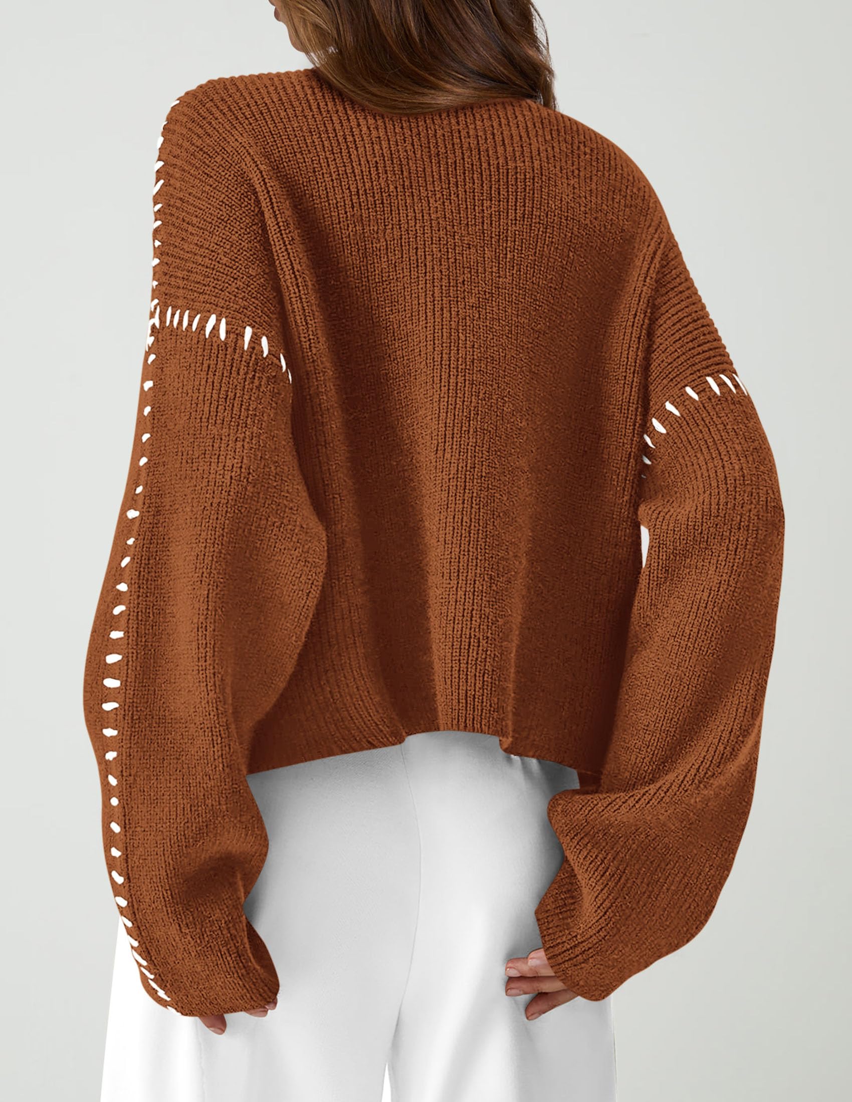 Women's Chunky Knit Sweaters Fall Long Sleeve Mock Neck Oversized Pullover Tops Winter Fashion Clothes