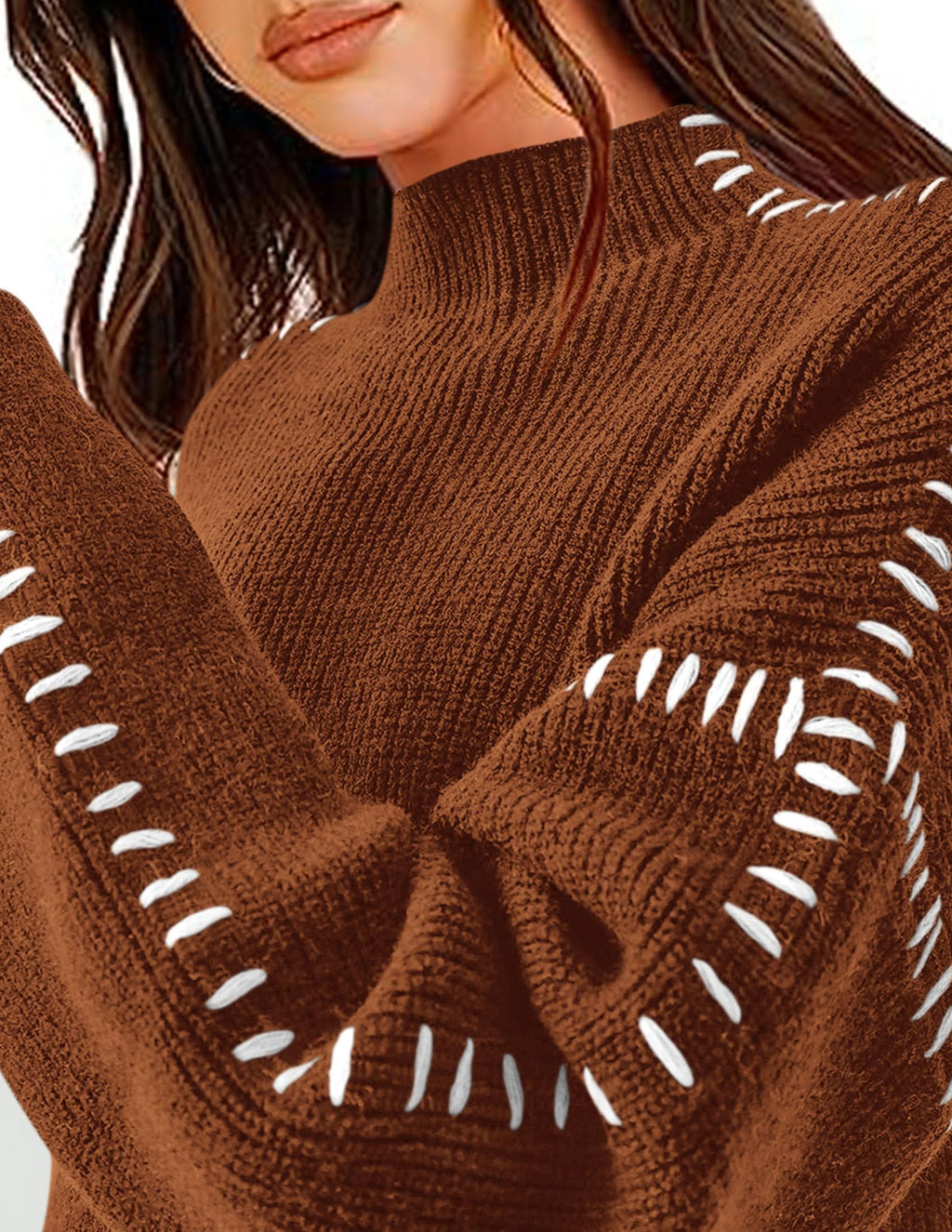 Women's Chunky Knit Sweaters Fall Long Sleeve Mock Neck Oversized Pullover Tops Winter Fashion Clothes