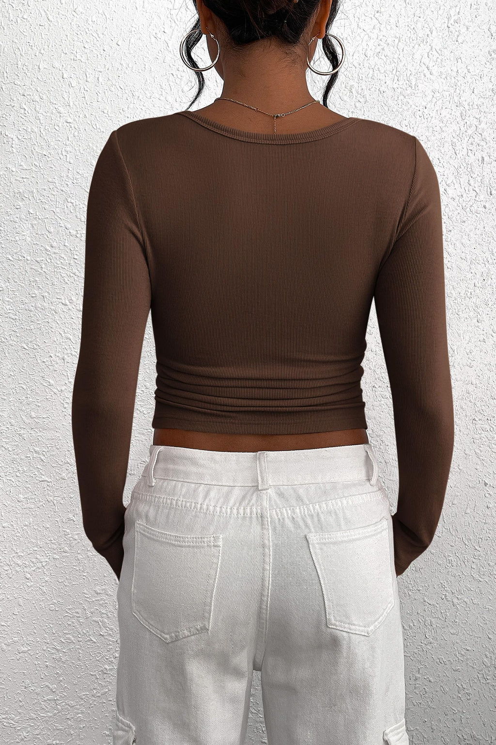 Women's Spring Fall Long Sleeve Henley T Shirts Button Ribbed Knit Slim Fit Casual Basic Tops Blouse