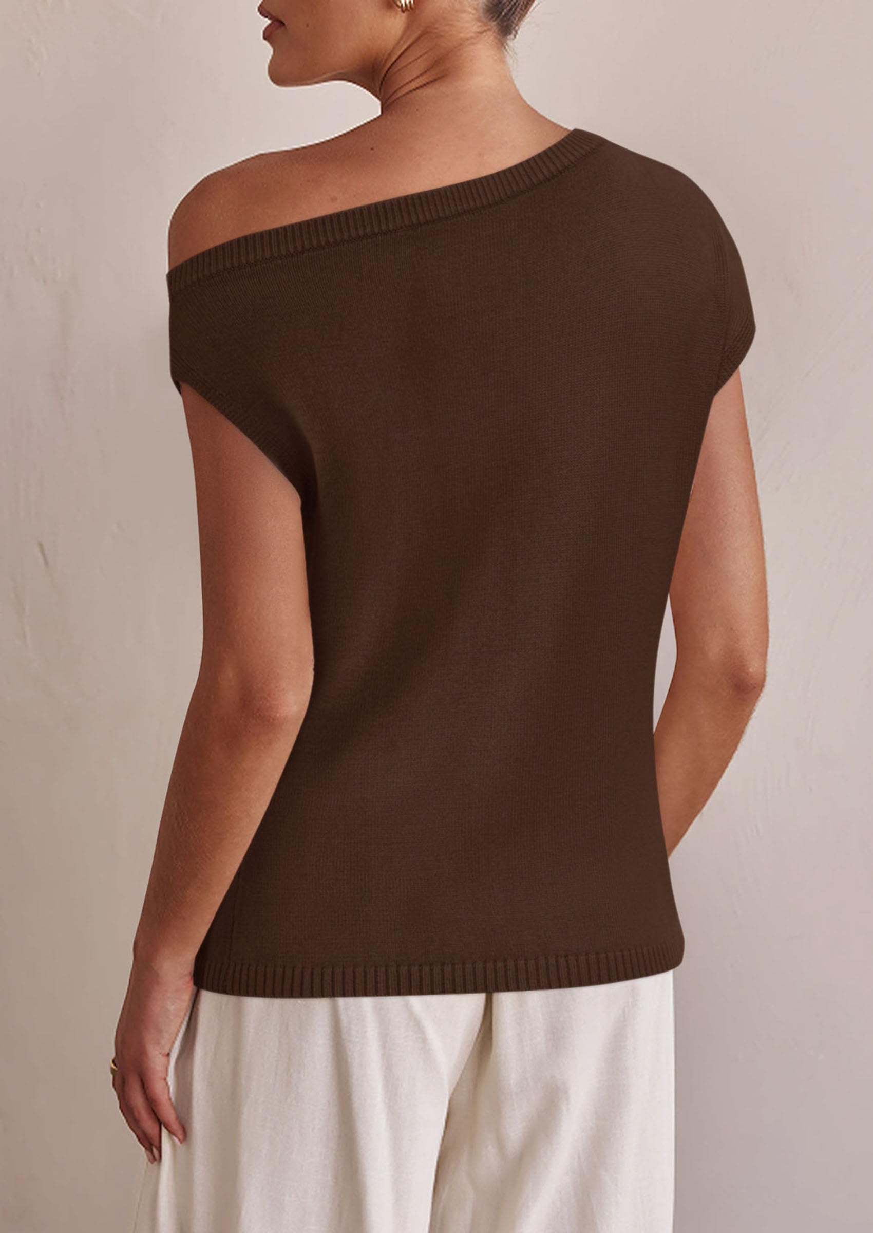 Womens Off The Shoulder Tops Summer Casual Short Sleeve Tunic T Shirts Lightweight Knit Sweaters