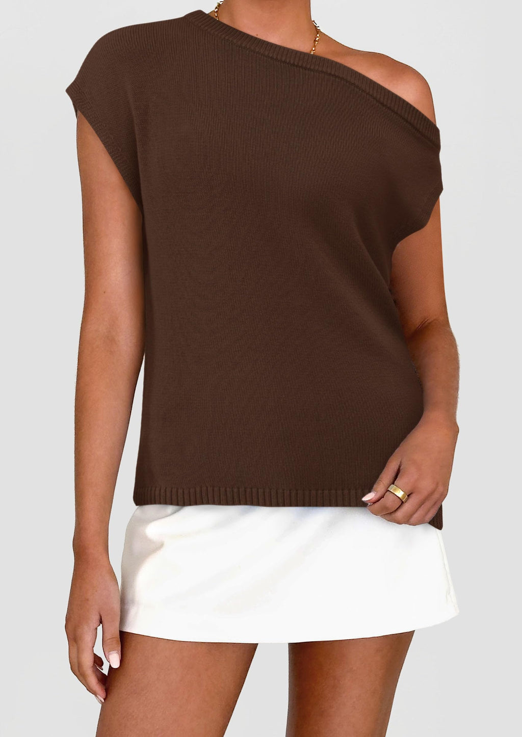 Womens Off The Shoulder Tops Summer Casual Short Sleeve Tunic T Shirts Lightweight Knit Sweaters