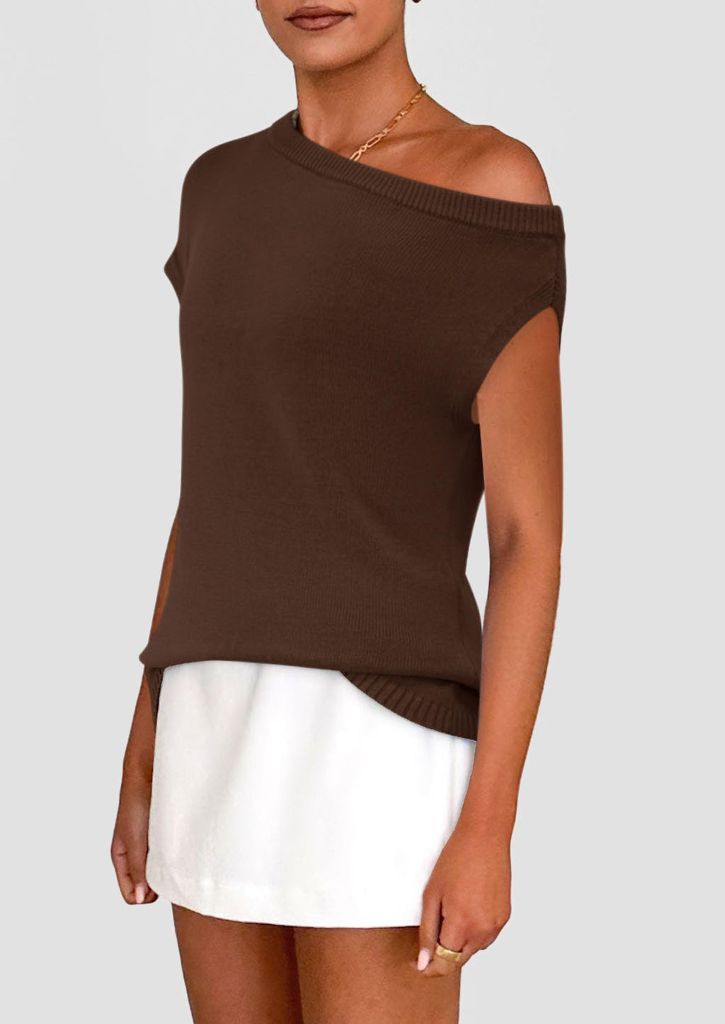 Womens Off The Shoulder Tops Summer Casual Short Sleeve Tunic T Shirts Lightweight Knit Sweaters