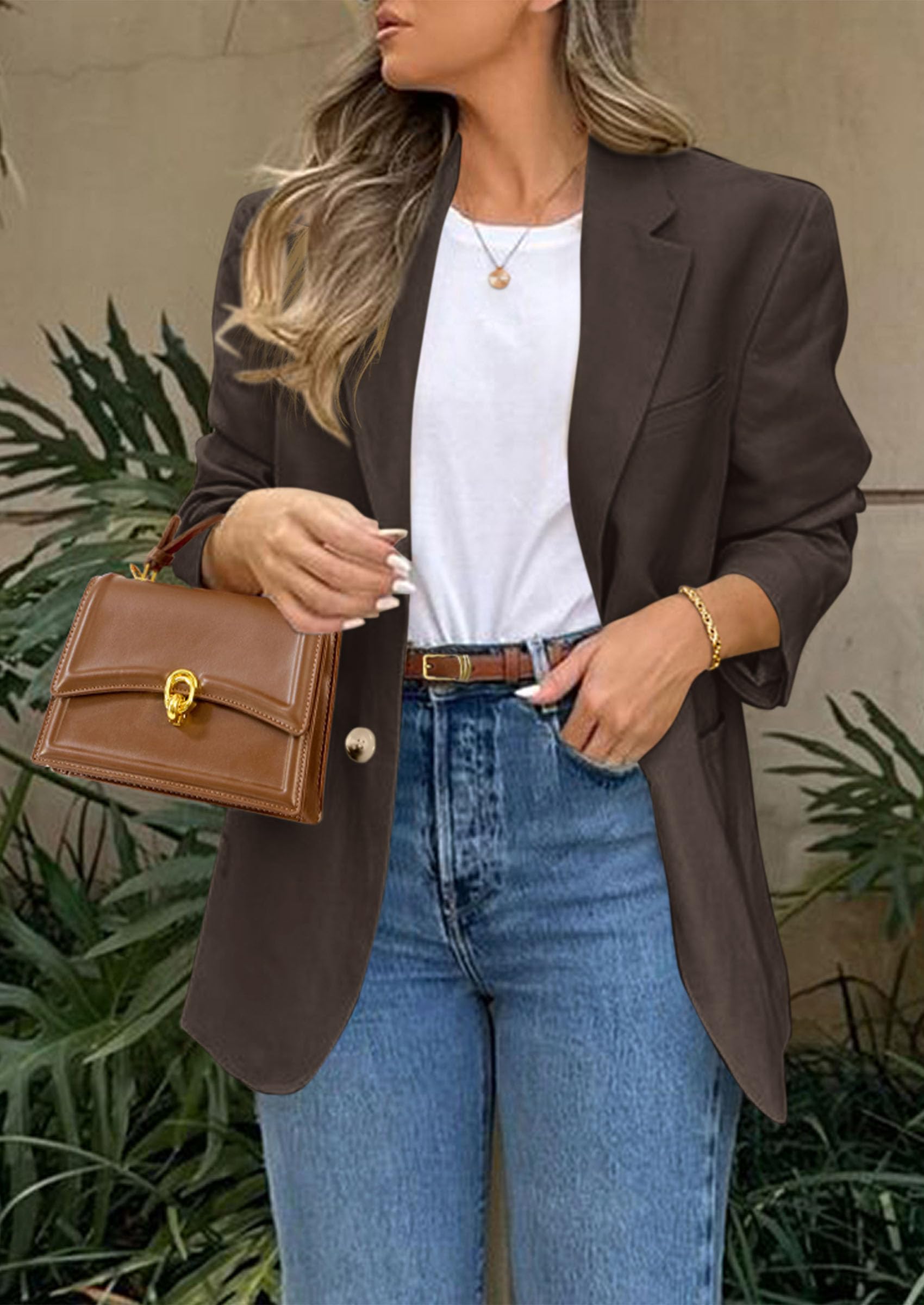 Blazers for Women Business Casual Long Sleeve Lapel Open Front Suit Jacket Work Blazer with Pockets