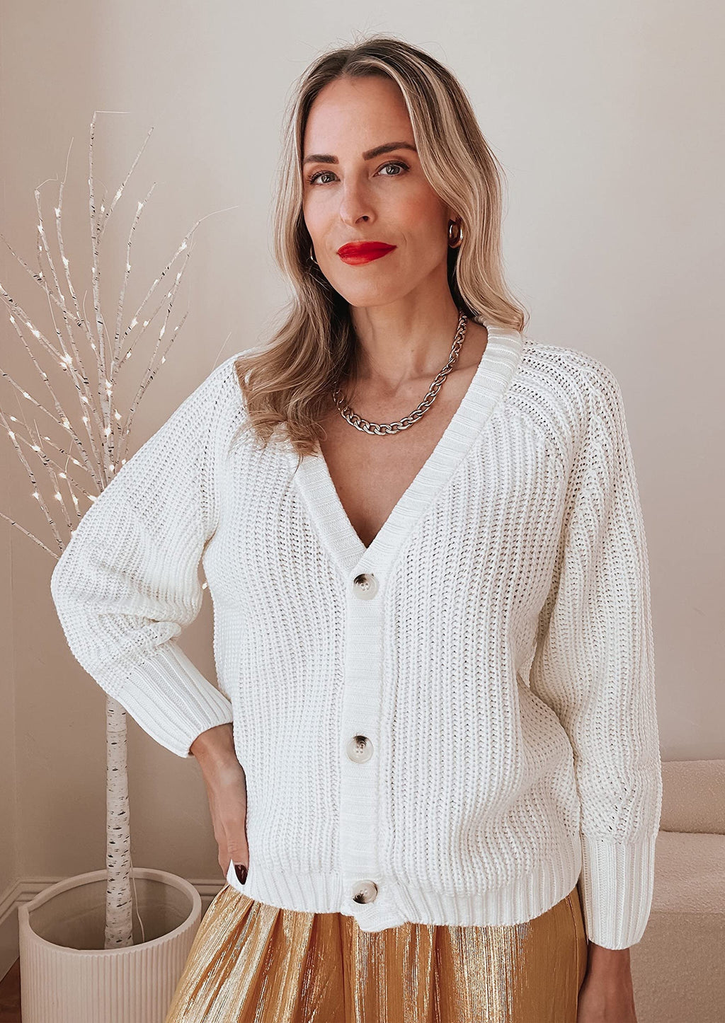 Women's Chunky Knit Open Front Sweater Long Sleeve Button Loose Short Cardigan Outerwear Coats