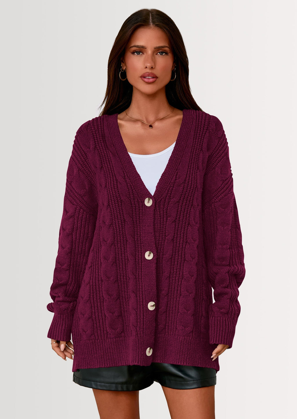 Women's Cable Knit Sweaters Fall Oversized Chunky Open Front Long Sleeve Cardigan Winter Coats