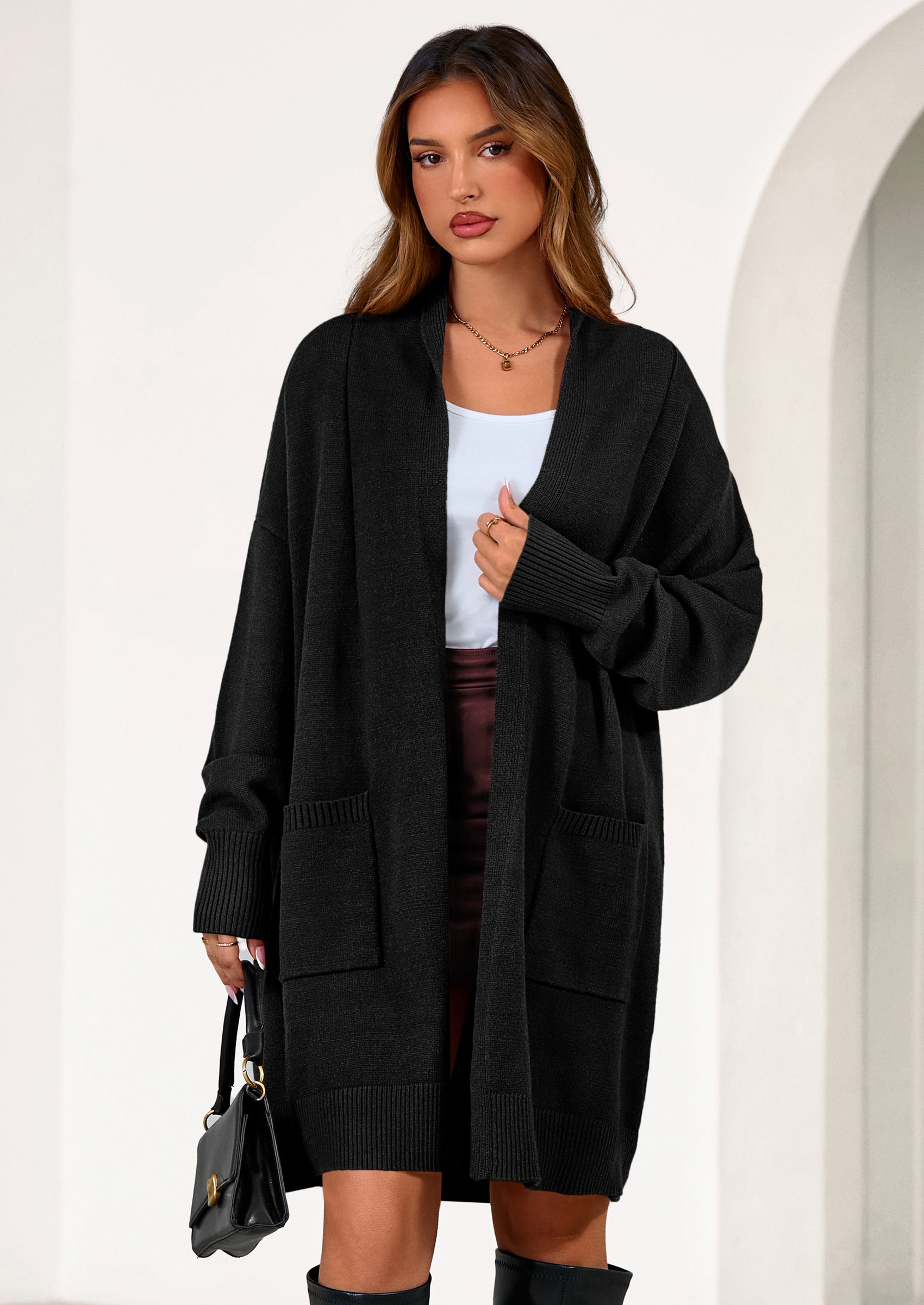 Women's Open Front Cardigan Long Sleeve Cozy Knit Sweaters Winter Fall Clothes Outerwear Coats