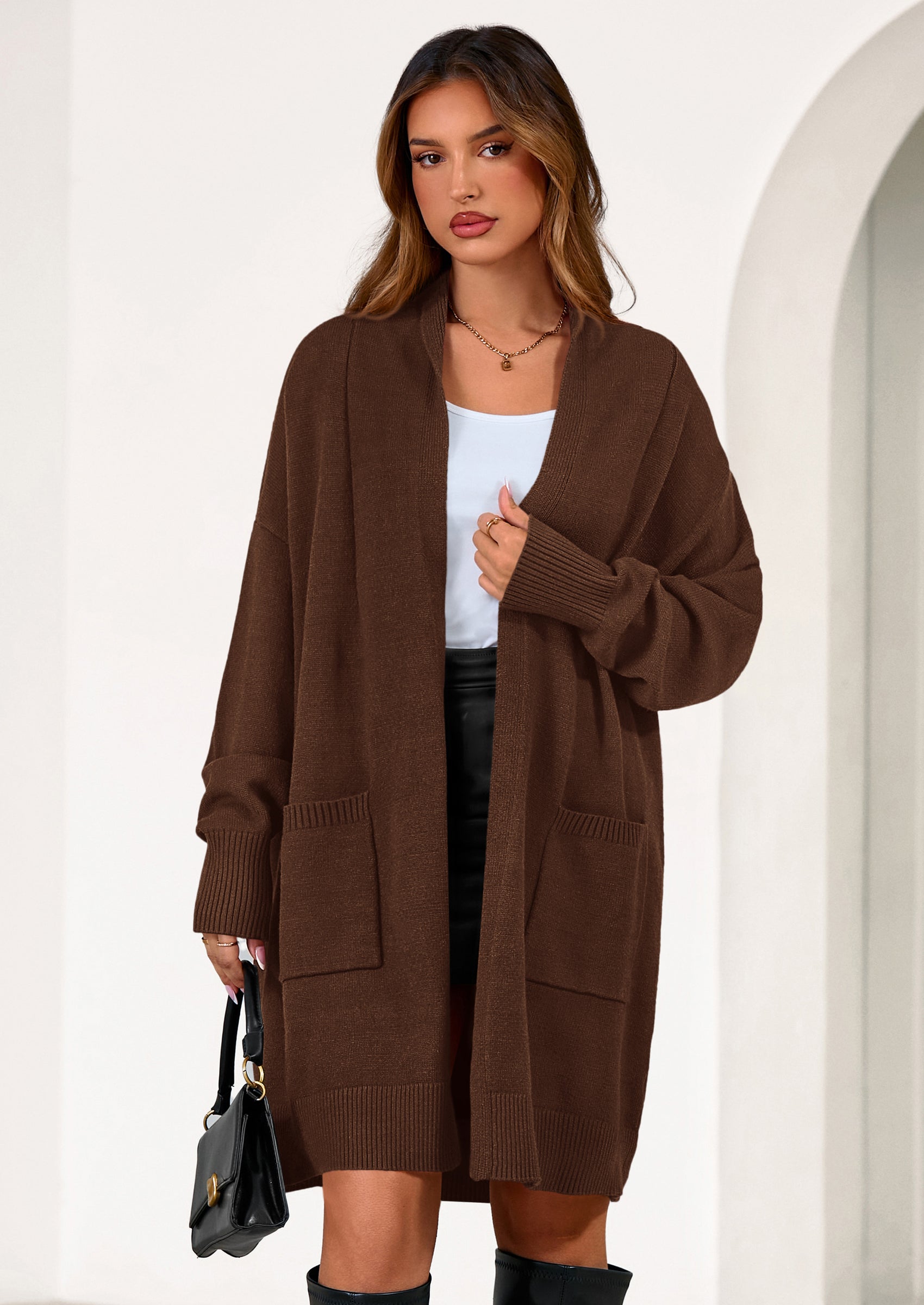 Women's Open Front Cardigan Long Sleeve Cozy Knit Sweaters Winter Fall Clothes Outerwear Coats