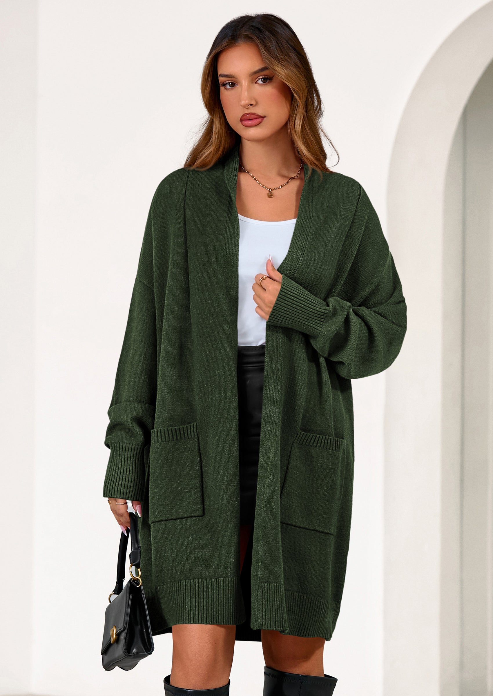 Women's Open Front Cardigan Long Sleeve Cozy Knit Sweaters Winter Fall Clothes Outerwear Coats