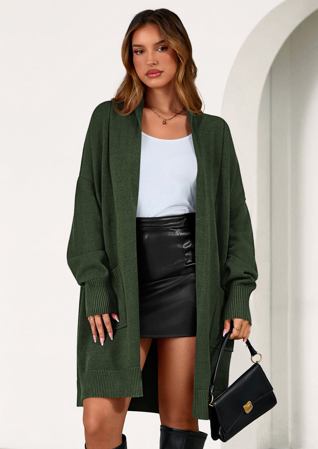 Women's Open Front Cardigan Long Sleeve Cozy Knit Sweaters Winter Fall Clothes Outerwear Coats