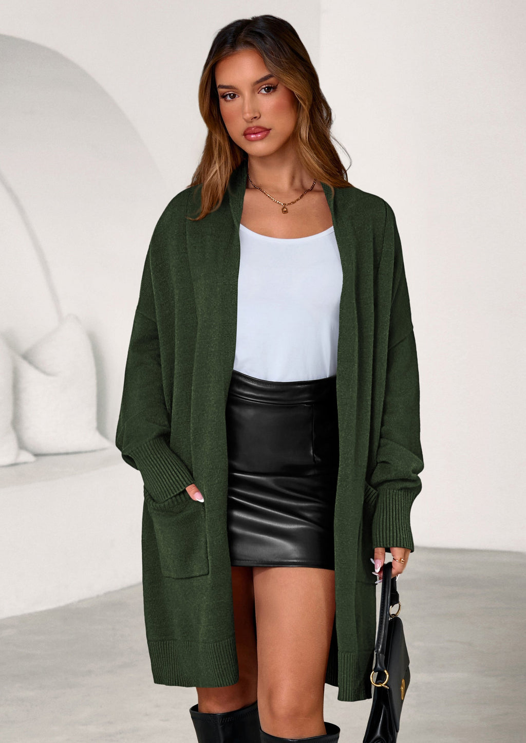 Women's Open Front Cardigan Long Sleeve Cozy Knit Sweaters Winter Fall Clothes Outerwear Coats