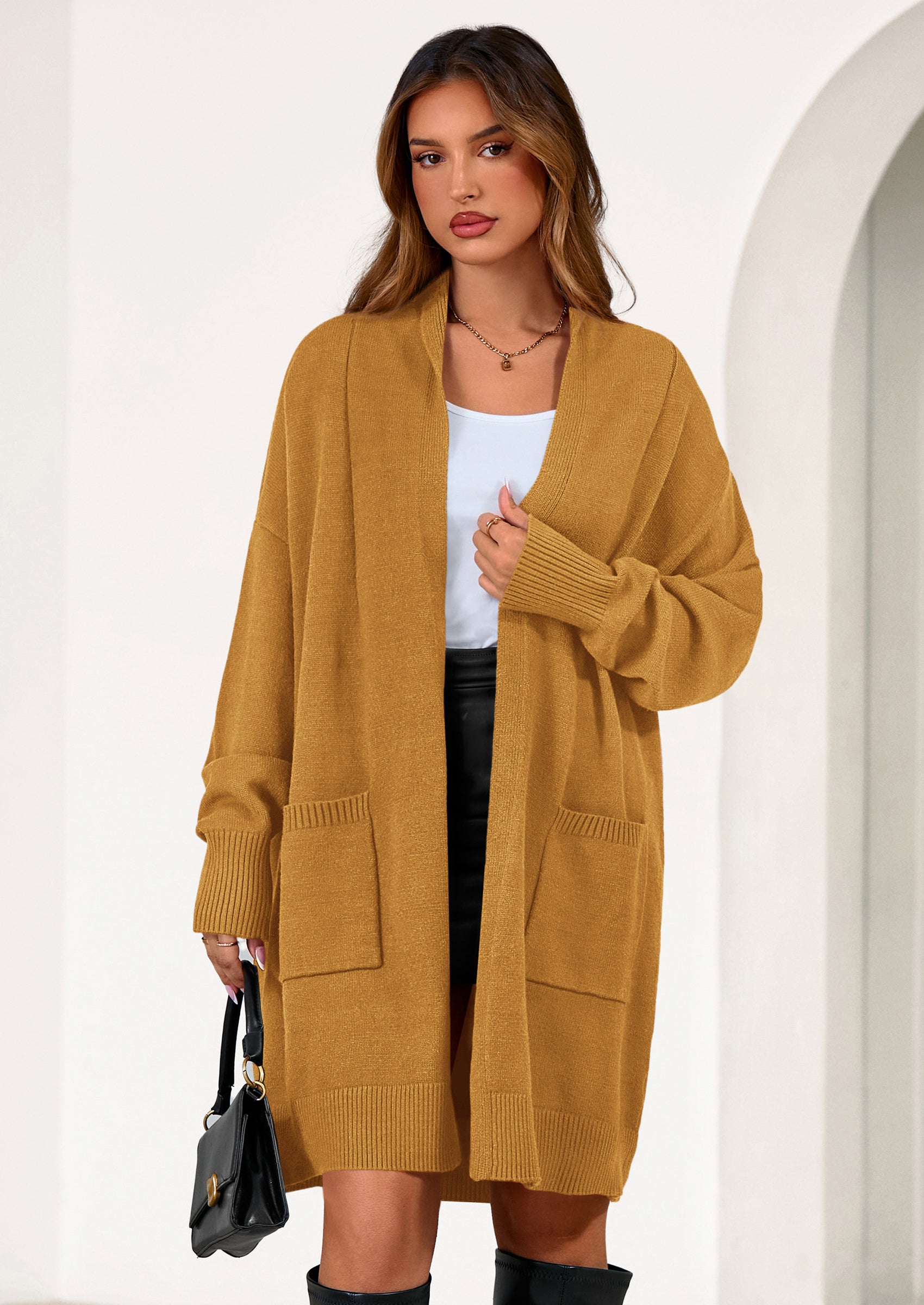 Women's Open Front Cardigan Long Sleeve Cozy Knit Sweaters Winter Fall Clothes Outerwear Coats