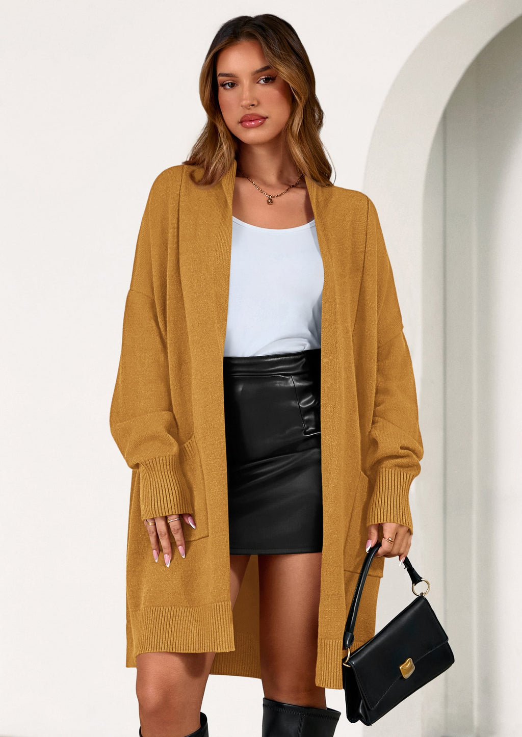 Women's Open Front Cardigan Long Sleeve Cozy Knit Sweaters Winter Fall Clothes Outerwear Coats