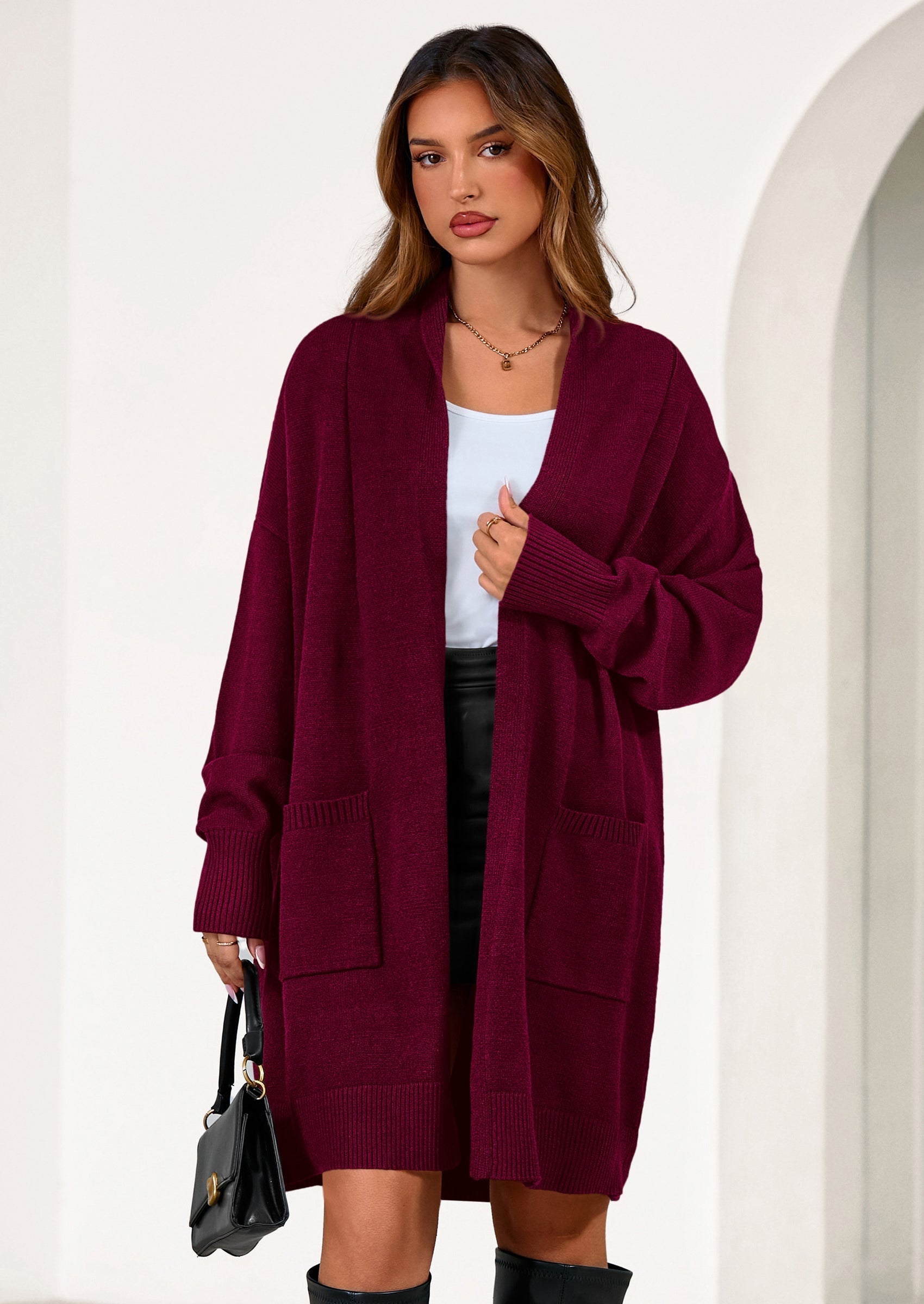 Women's Open Front Cardigan Long Sleeve Cozy Knit Sweaters Winter Fall Clothes Outerwear Coats