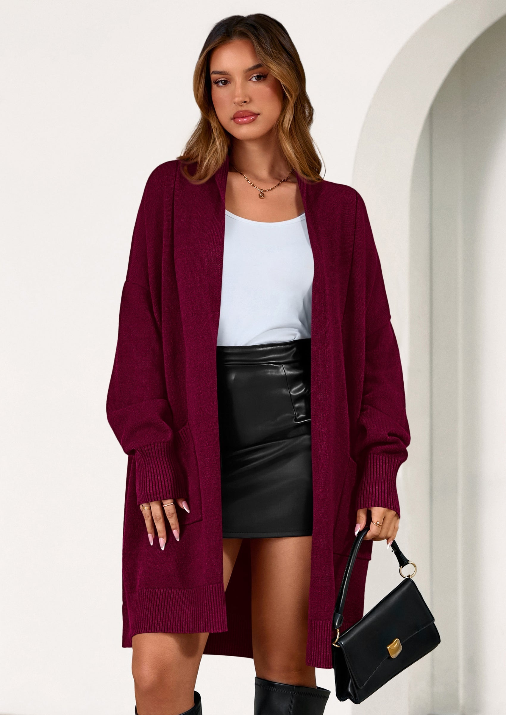 Women's Open Front Cardigan Long Sleeve Cozy Knit Sweaters Winter Fall Clothes Outerwear Coats