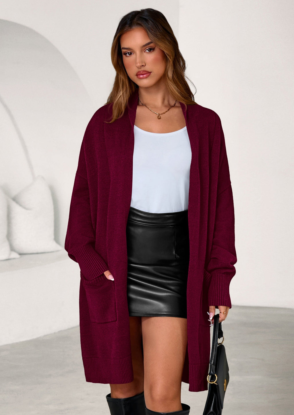 Women's Open Front Cardigan Long Sleeve Cozy Knit Sweaters Winter Fall Clothes Outerwear Coats