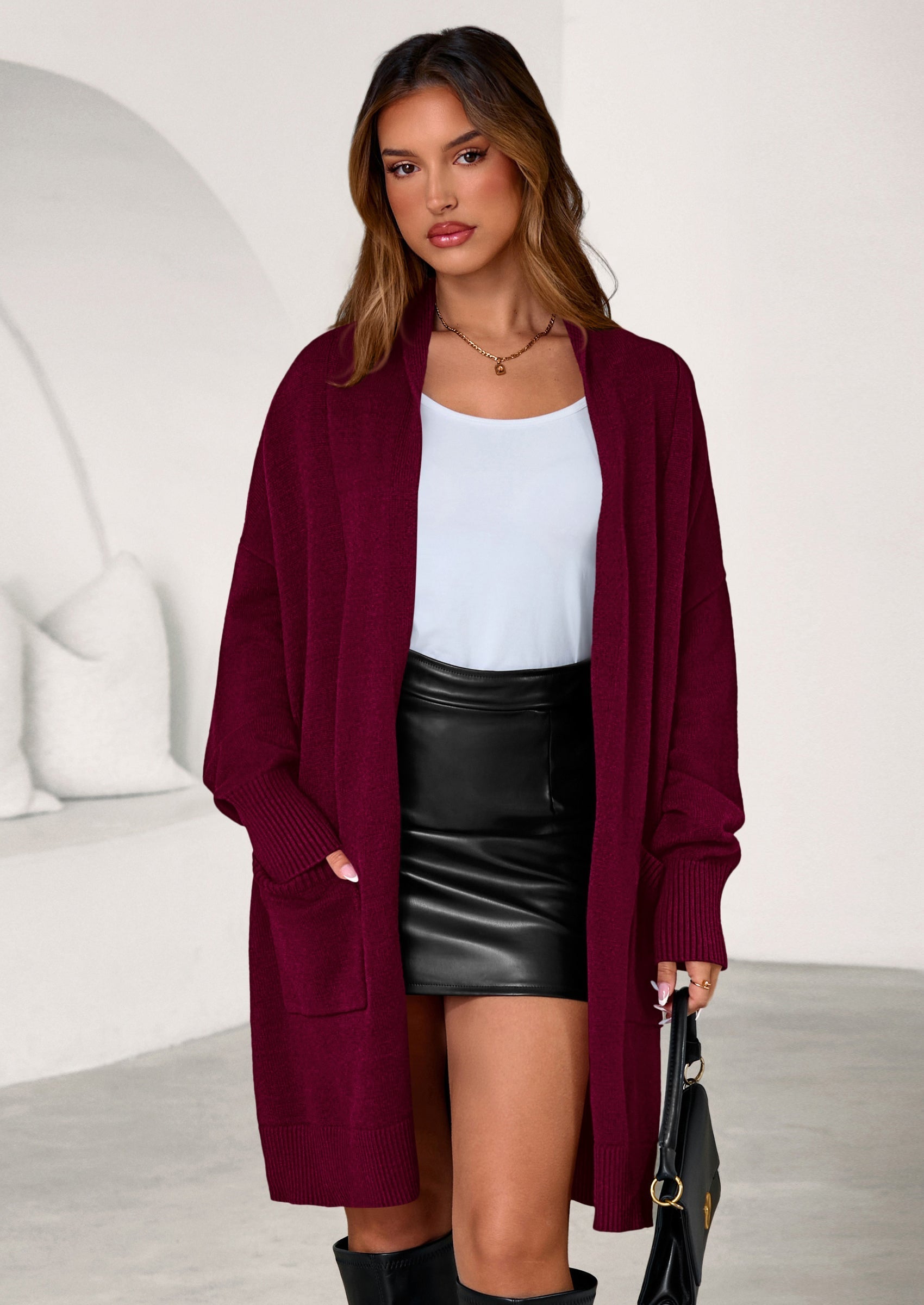 Women's Open Front Cardigan Long Sleeve Cozy Knit Sweaters Winter Fall Clothes Outerwear Coats