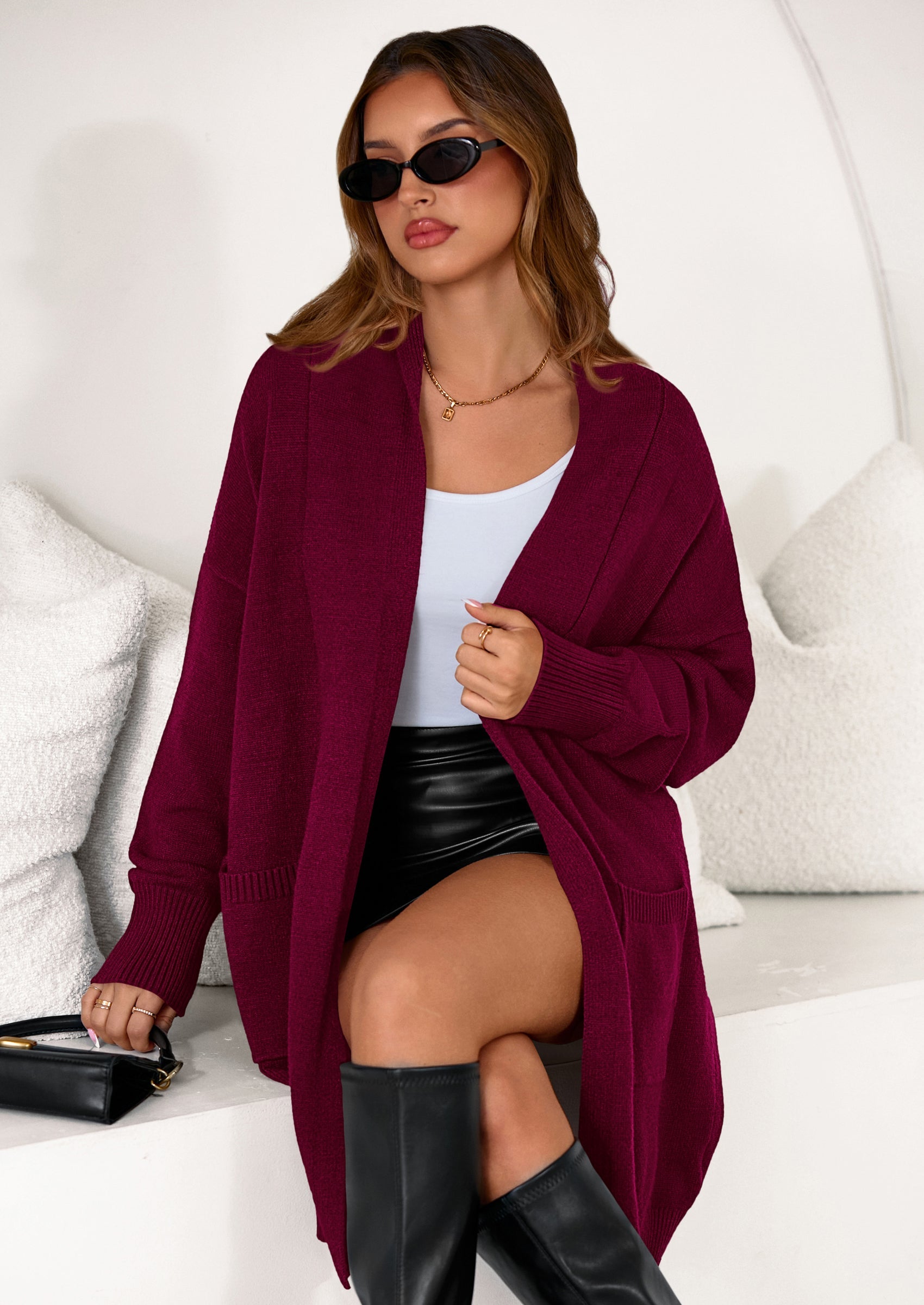 Women's Open Front Cardigan Long Sleeve Cozy Knit Sweaters Winter Fall Clothes Outerwear Coats