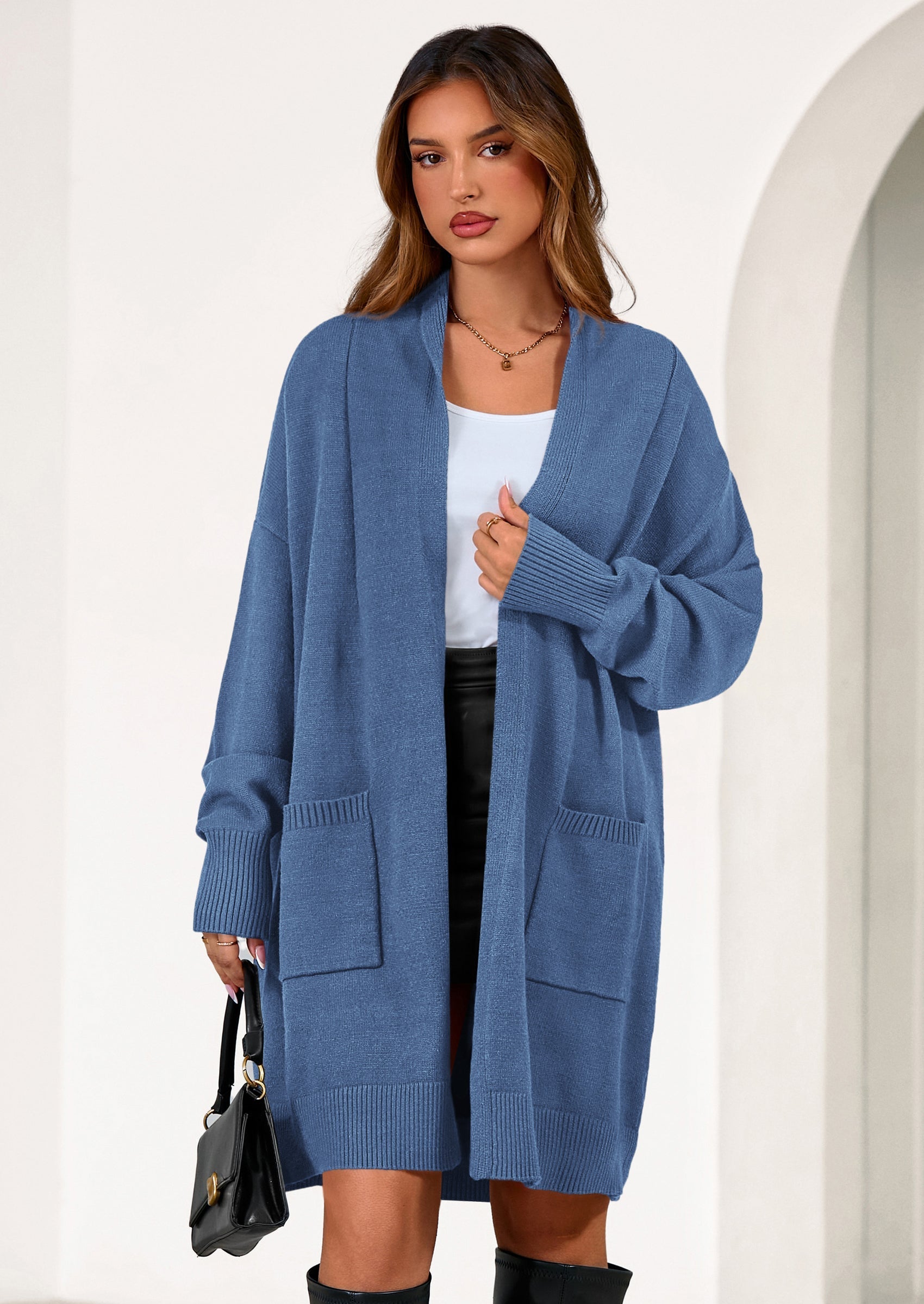 Women's Open Front Cardigan Long Sleeve Cozy Knit Sweaters Winter Fall Clothes Outerwear Coats