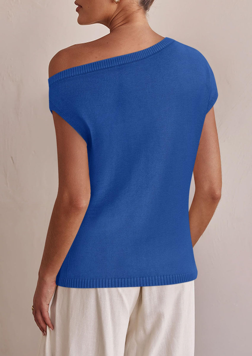 Womens Off The Shoulder Tops Summer Casual Short Sleeve Tunic T Shirts Lightweight Knit Sweaters