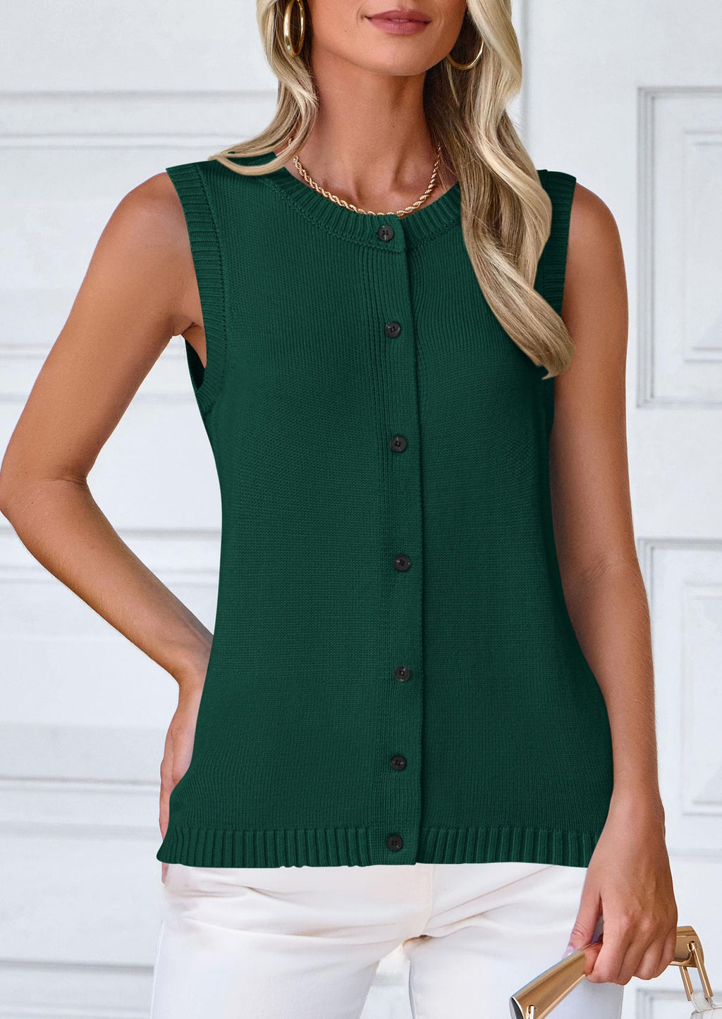 Sweater Vest Women Spring Summer Casual Lightweight Knit Sleeveless Button Down Tank Tops Trendy Clothes