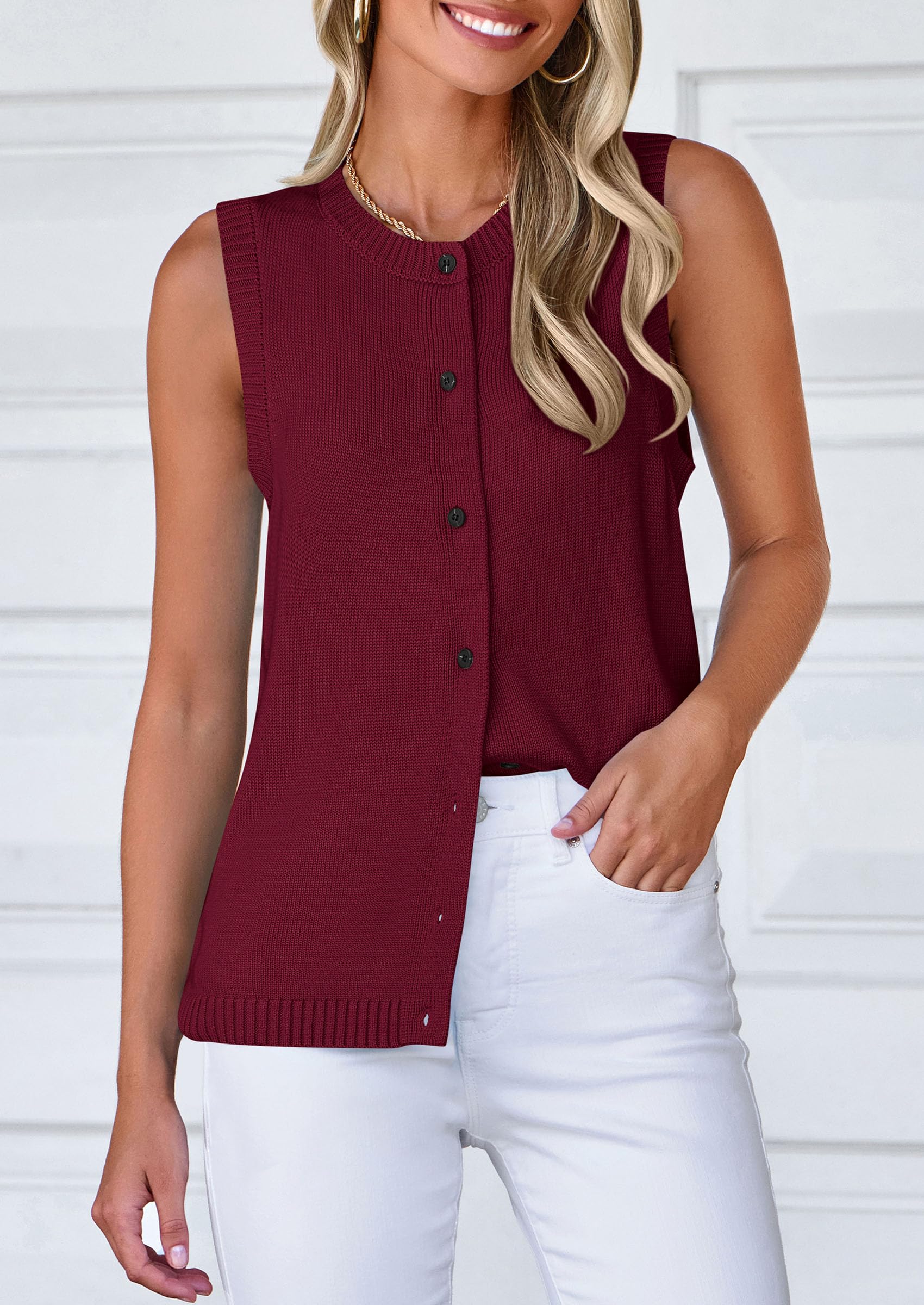 Sweater Vest Women Spring Summer Casual Lightweight Knit Sleeveless Button Down Tank Tops Trendy Clothes
