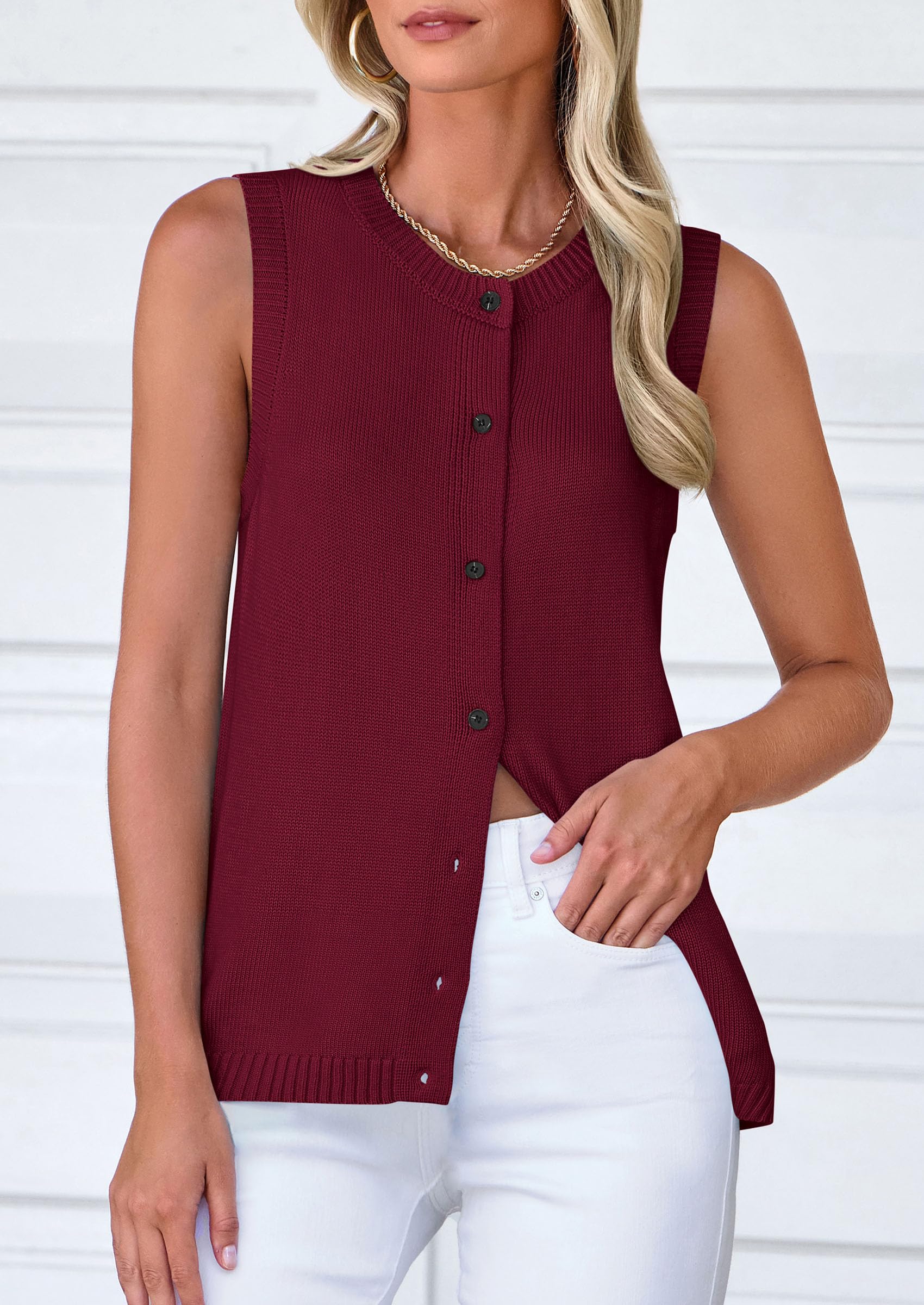 Sweater Vest Women Spring Summer Casual Lightweight Knit Sleeveless Button Down Tank Tops Trendy Clothes