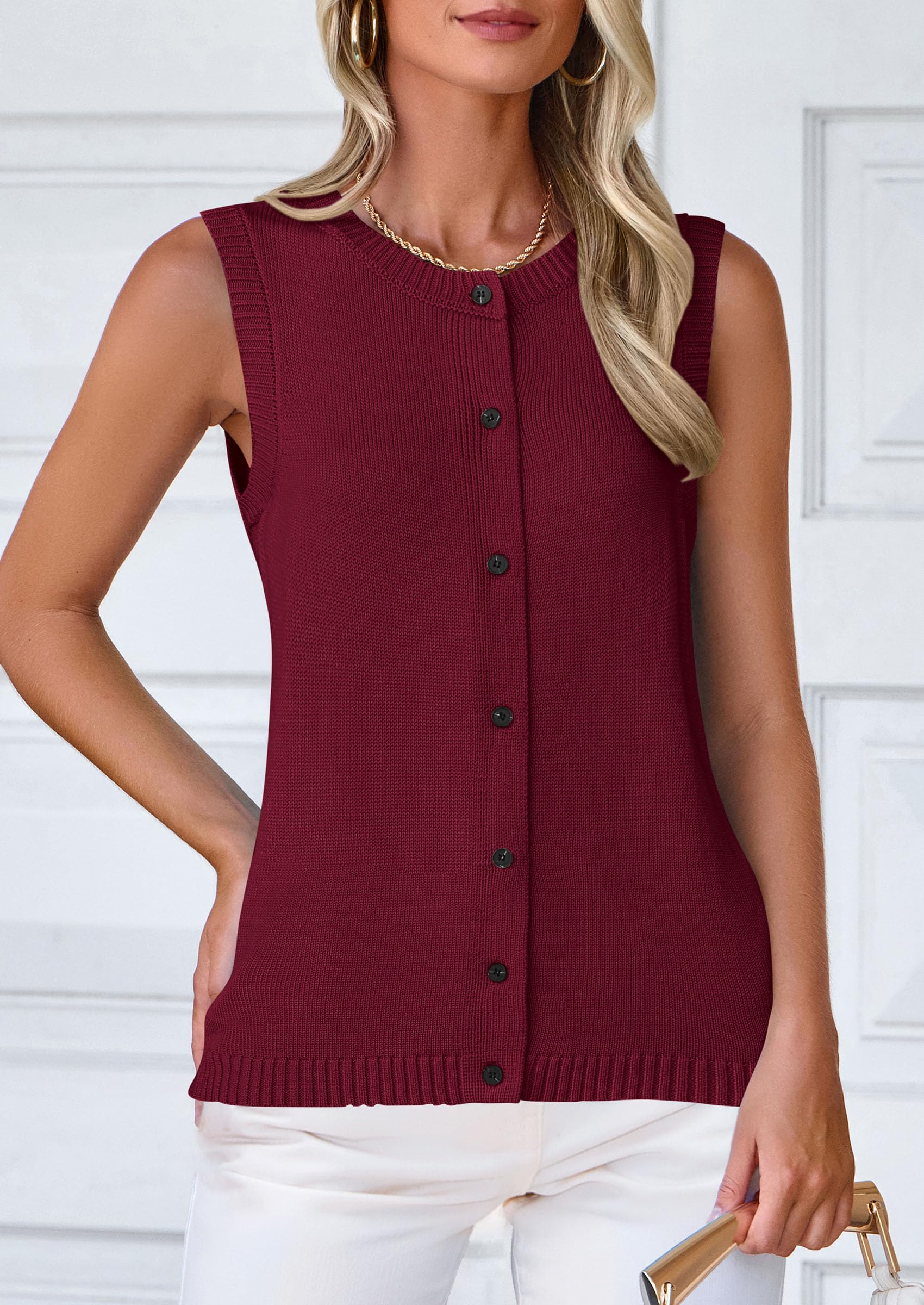 Sweater Vest Women Spring Summer Casual Lightweight Knit Sleeveless Button Down Tank Tops Trendy Clothes