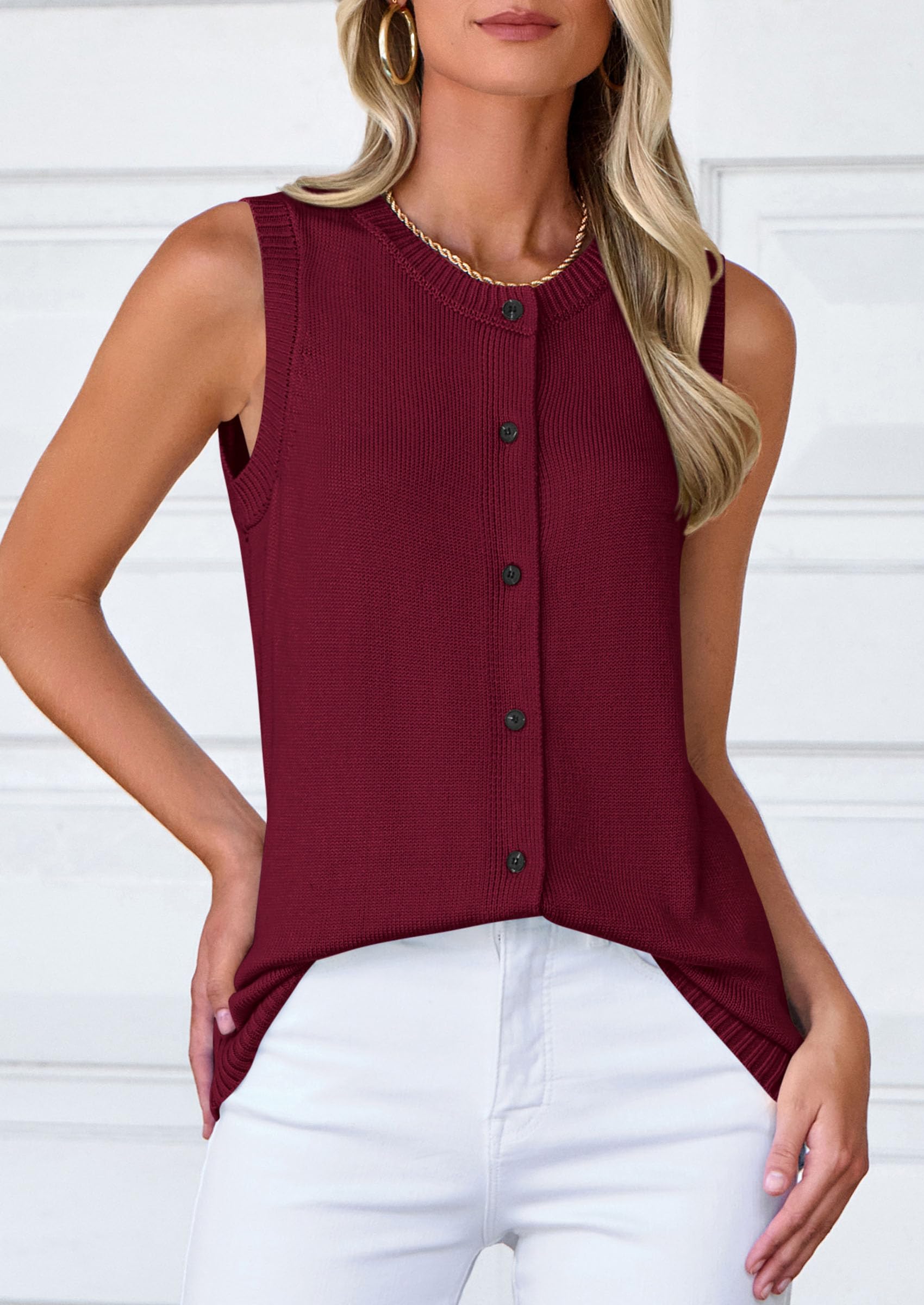 Sweater Vest Women Spring Summer Casual Lightweight Knit Sleeveless Button Down Tank Tops Trendy Clothes
