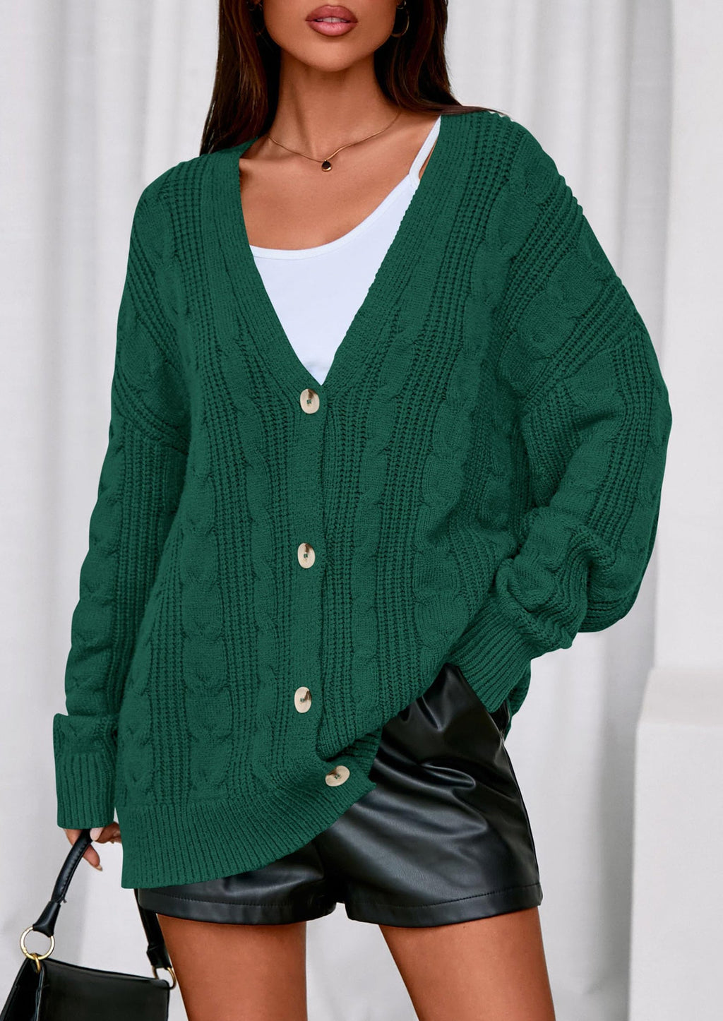 Women's Cable Knit Sweaters Fall Oversized Chunky Open Front Long Sleeve Cardigan Winter Coats