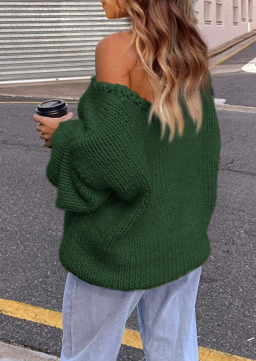 Women's Fall Oversized Sweaters Long Sleeve V Neck Dressy Casual Chunky Knit Loose Pullover Tops Winter Clothing