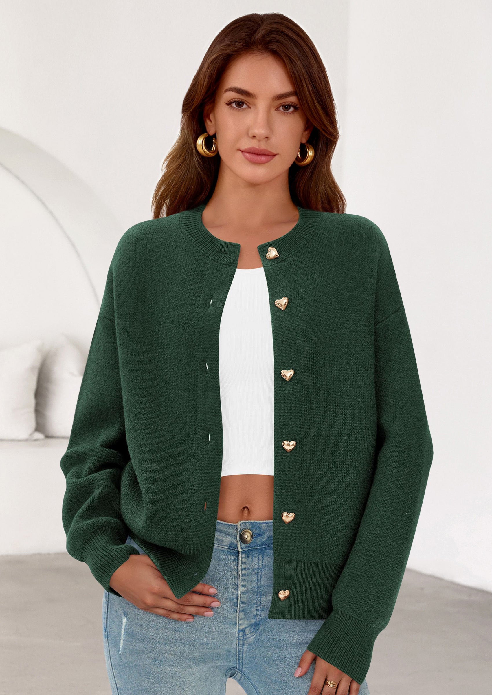 Cardigan Sweaters for Women Trendy Long Sleeve Open Front Button Down Jacket Fall Clothes Winter Coats