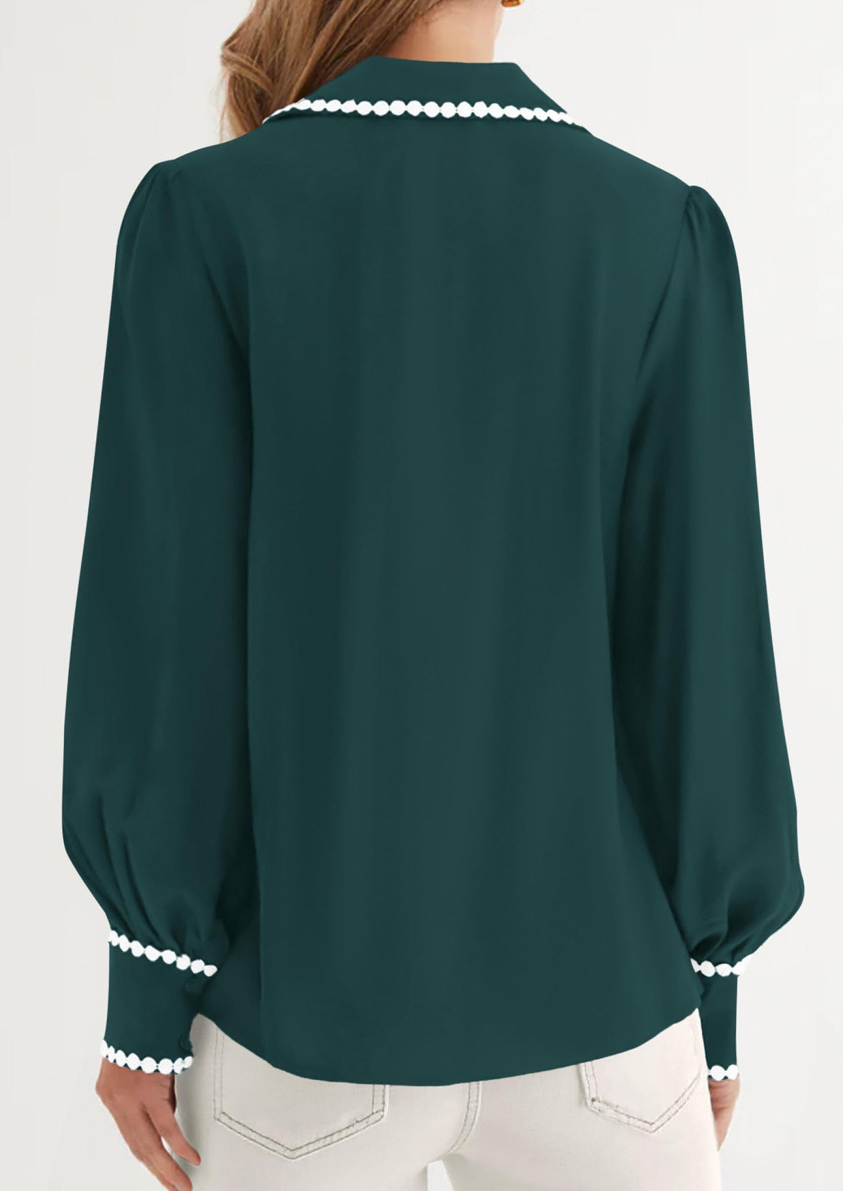 Womens Long Sleeve Button Down Shirts Trendy V Neck Loose Fit Fall Tops Collared Dressy Casual Blouses